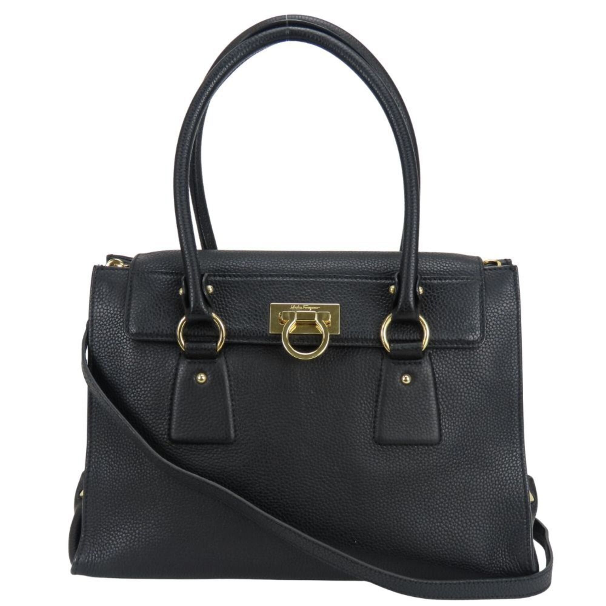 Salvatore Ferragamo Salvatore Ferragamo Gancini Handbag DH-21 F293 Leather Black Gold Hardware Shoulder Bag LOTTY Women's Size ONE SIZE - 1 Thumbnail