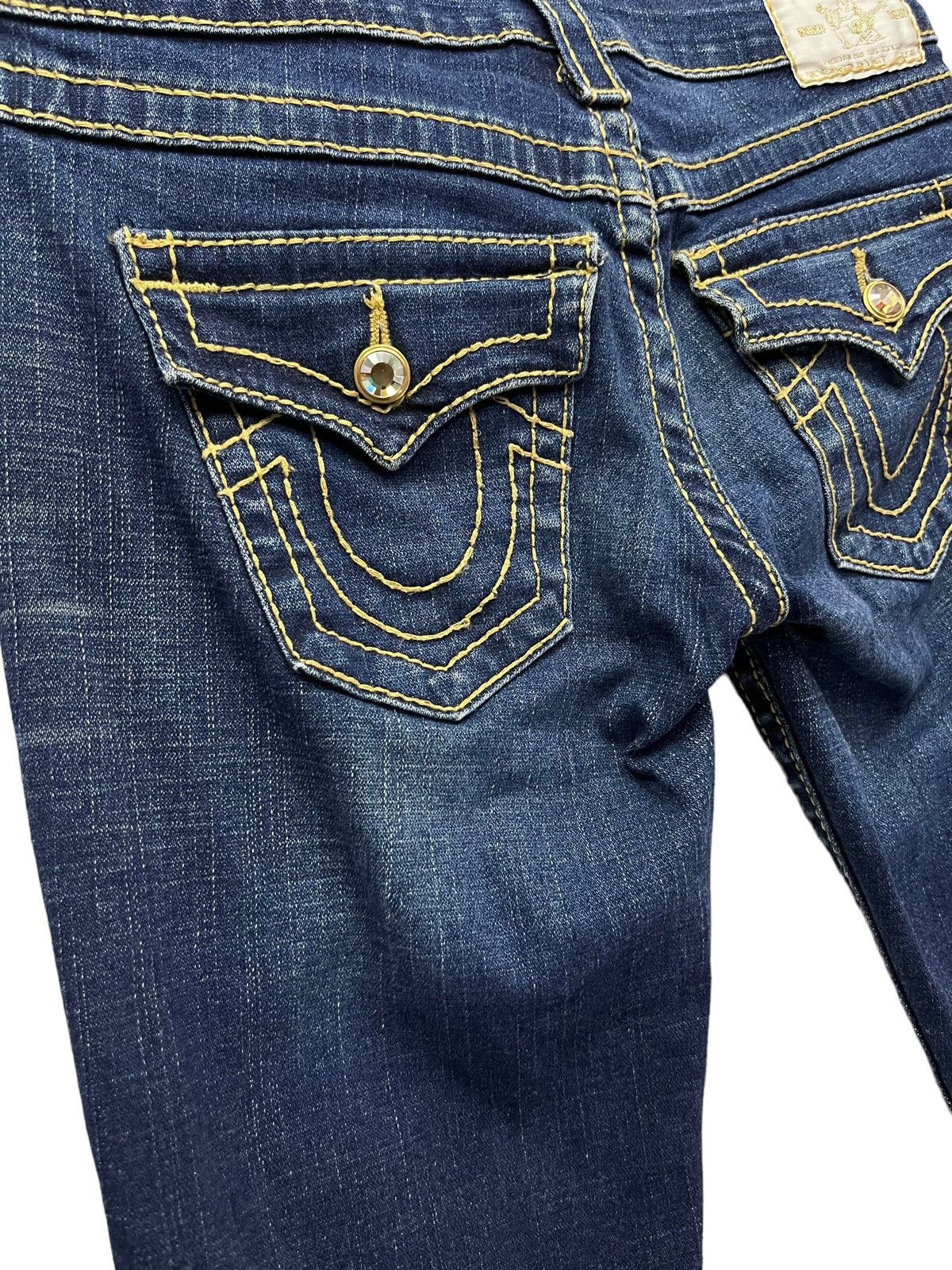 True Religion RARE💎JOEY BIG T Gem Button Stretch Denim Flare Low Rise USA Size 26" / US 2 / IT 38 - 10 Thumbnail