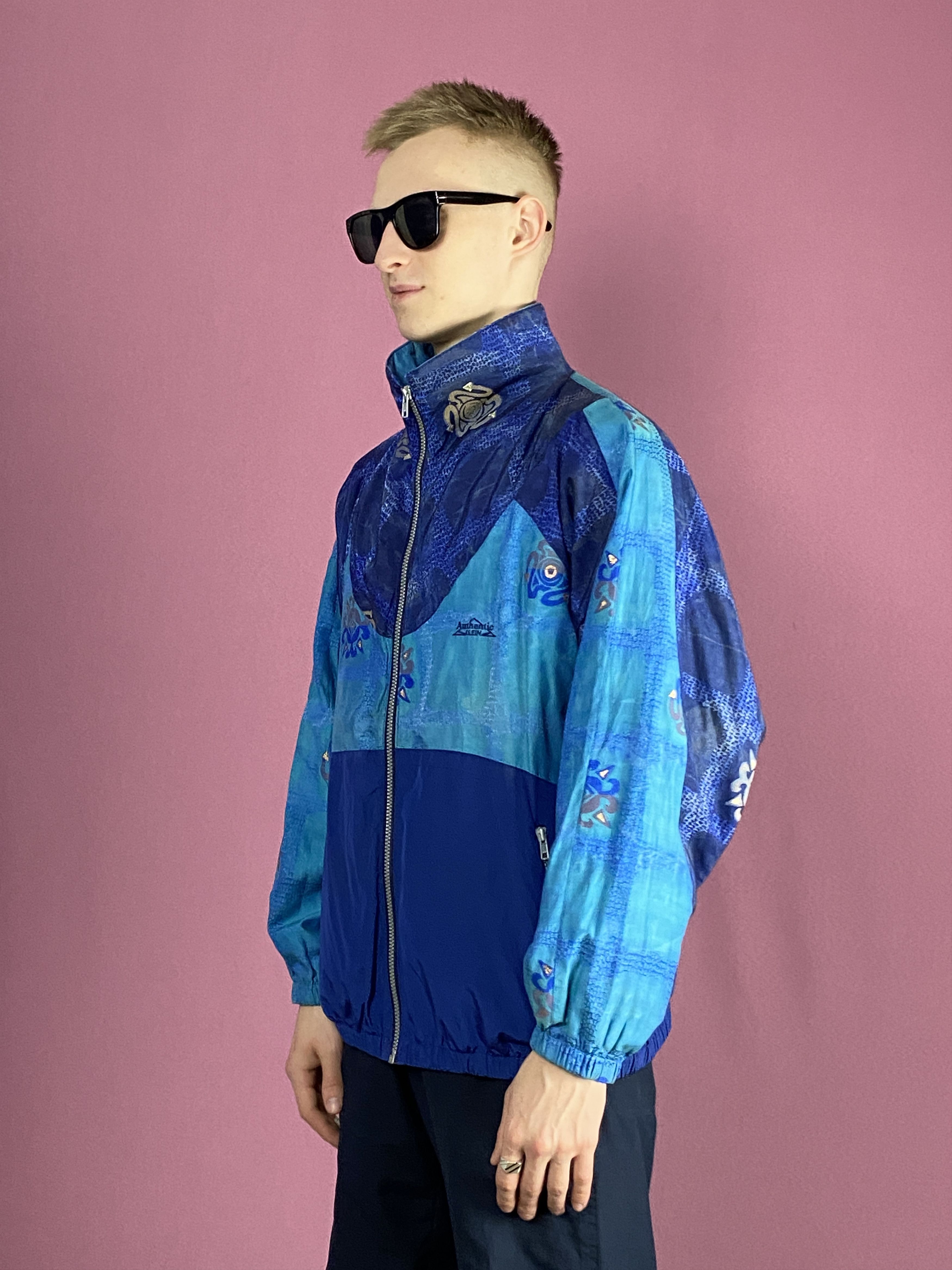 Vintage 90s Vintage Men's Windbreaker Jacket - S Blue Size US S / EU 44-46 / 1 - 2 Thumbnail