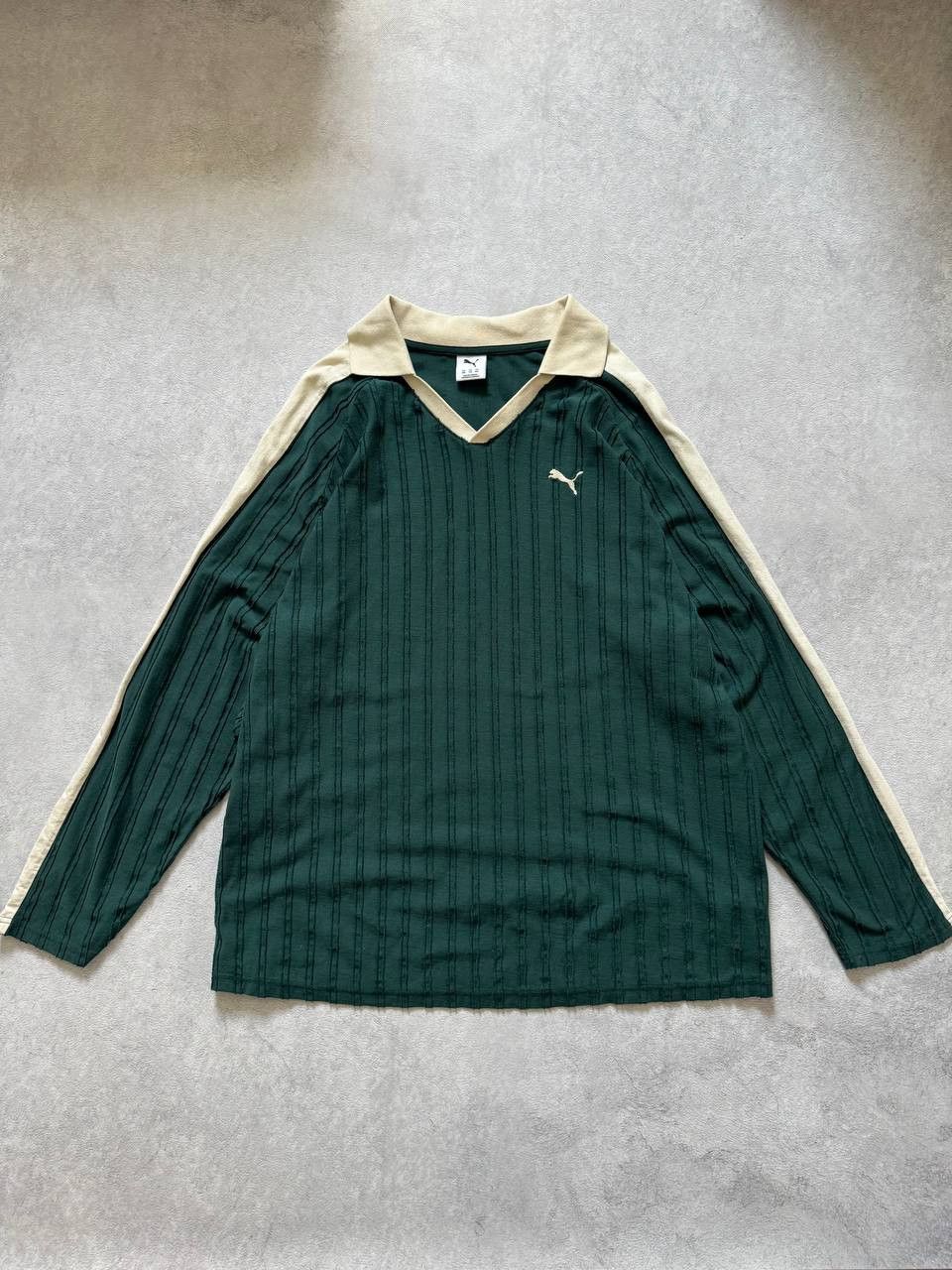 Puma Puma Striped Long Sleeve Retro Jersey Polo Shirt 2XL Size US XXL / EU 58 / 5 - 3 Thumbnail