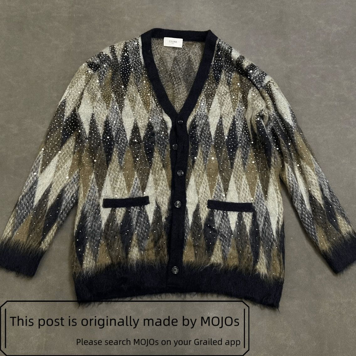 Sz XXL Celine 22AW Crystal Knitwear Cardigan mojos738