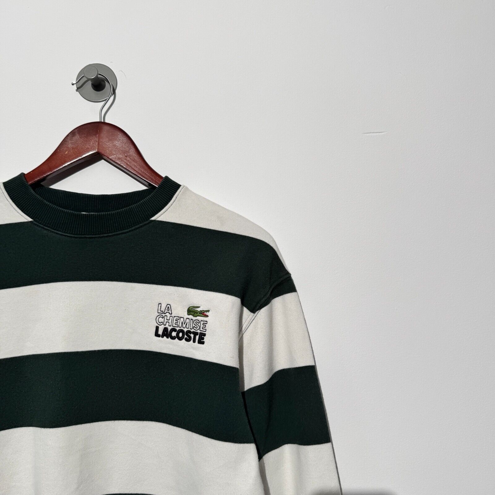 Lacoste Lacoste Unisex XXS Green White Striped Cotton Crewneck Size US M / EU 48-50 / 2 - 6 Thumbnail