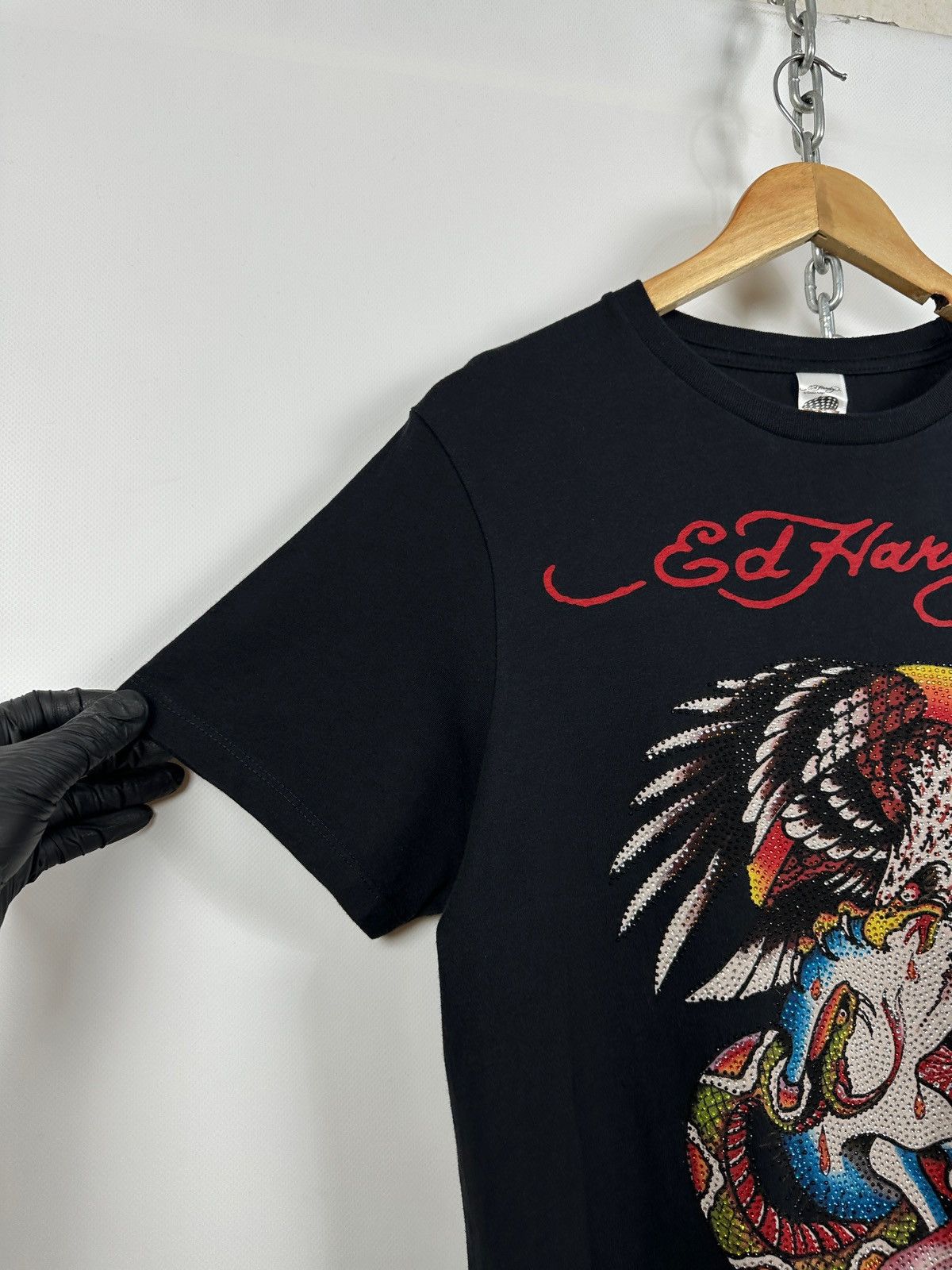 Ed Hardy Vintage Ed Hardy Rhinestones Skull Eagle Snake Black T-Shirt Size US M / EU 48-50 / 2 - 7 Thumbnail