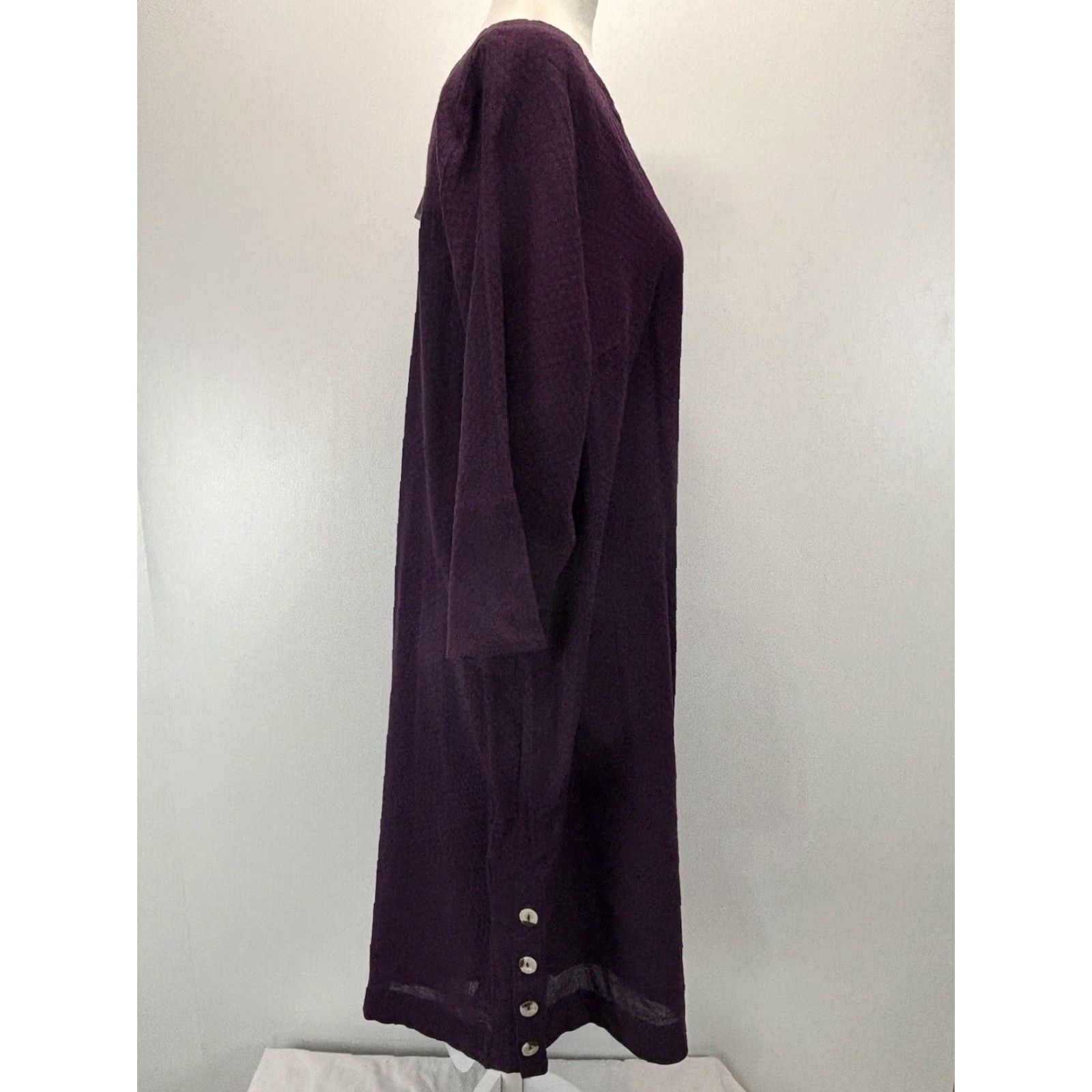 Soft Surroundings VINTAGE Soft Surroundings Positano Shift Dress XL 100% Cotton Purple V-Neck 3/4 Sleeve Casual Womens Size XL / US 12-14 / IT 48-50 - 4 Thumbnail