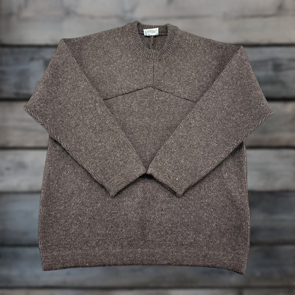 VINTAGE Norsewear Sweater Mens XL Brown Pullover Wool Tight Knit Solid Crew Neck Sweatshirt 90s