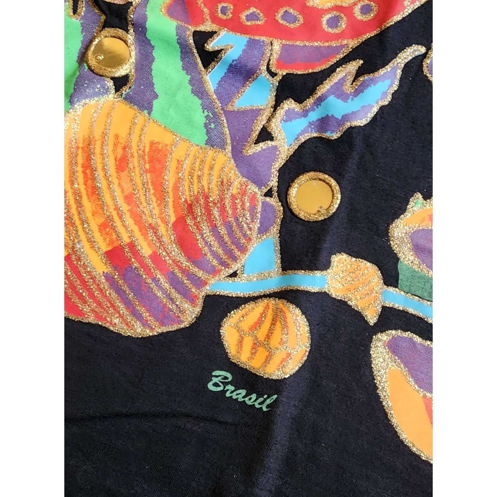 Vintage VINTAGE MALU Brasil T-Shirt Mens L Puff Paint Big Print 90s Graphic Print Black Cotton Short Sleeve Crew Neck Size US L / EU 52-54 / 3 - 6 Thumbnail