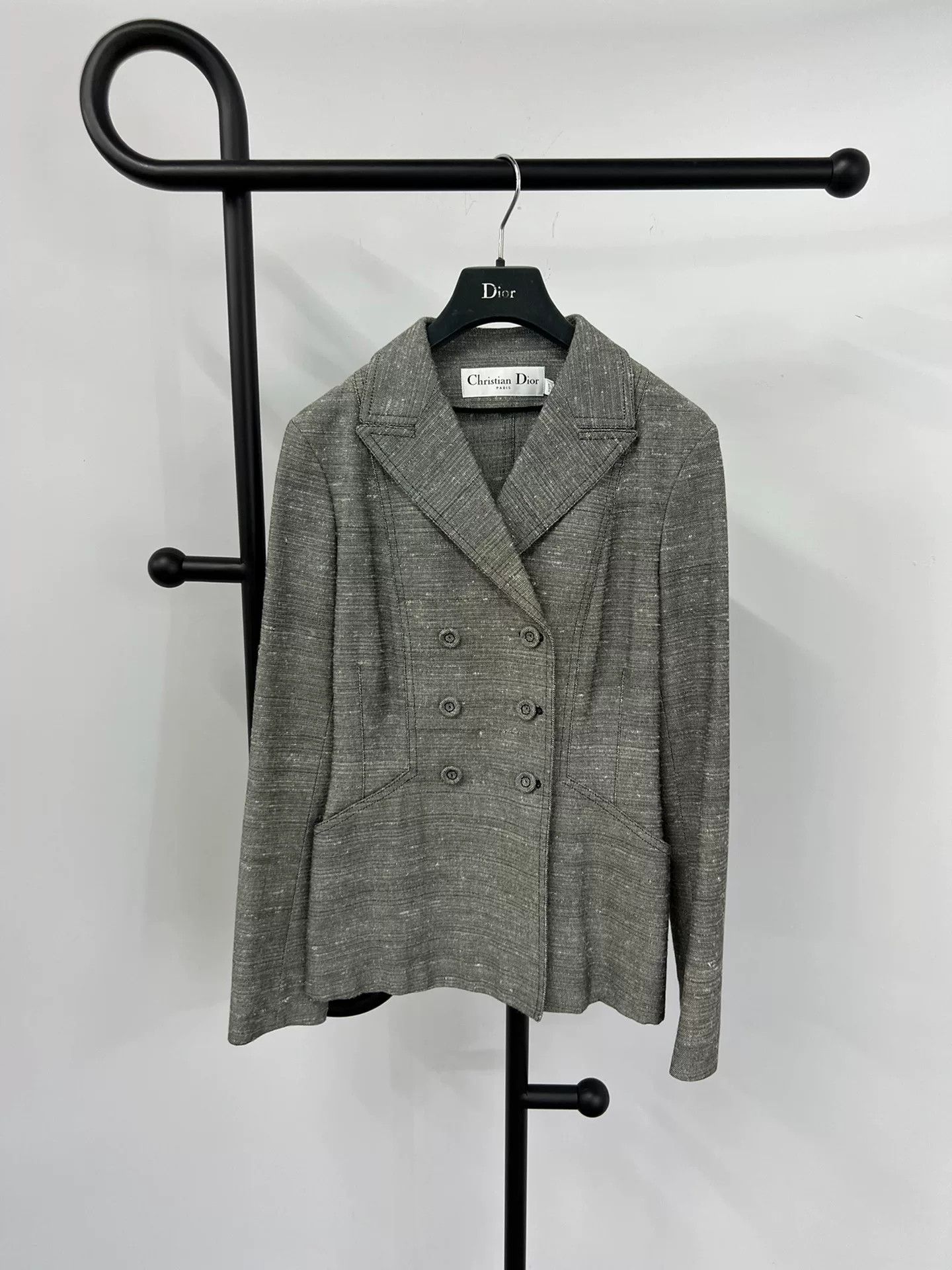 Dior Dior Gray Double-Breasted Peak Lapel Blazer Size US XXS / EU 40 - 1 Thumbnail