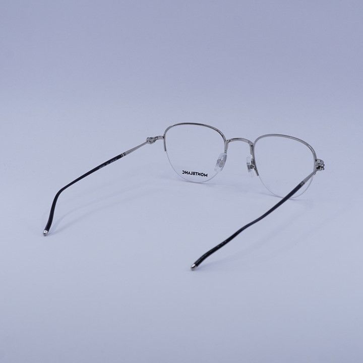 Montblanc Montblanc MB0129O 001 Eyeglasses Silver 49mm Geometric Frame Size ONE SIZE - 11 Thumbnail