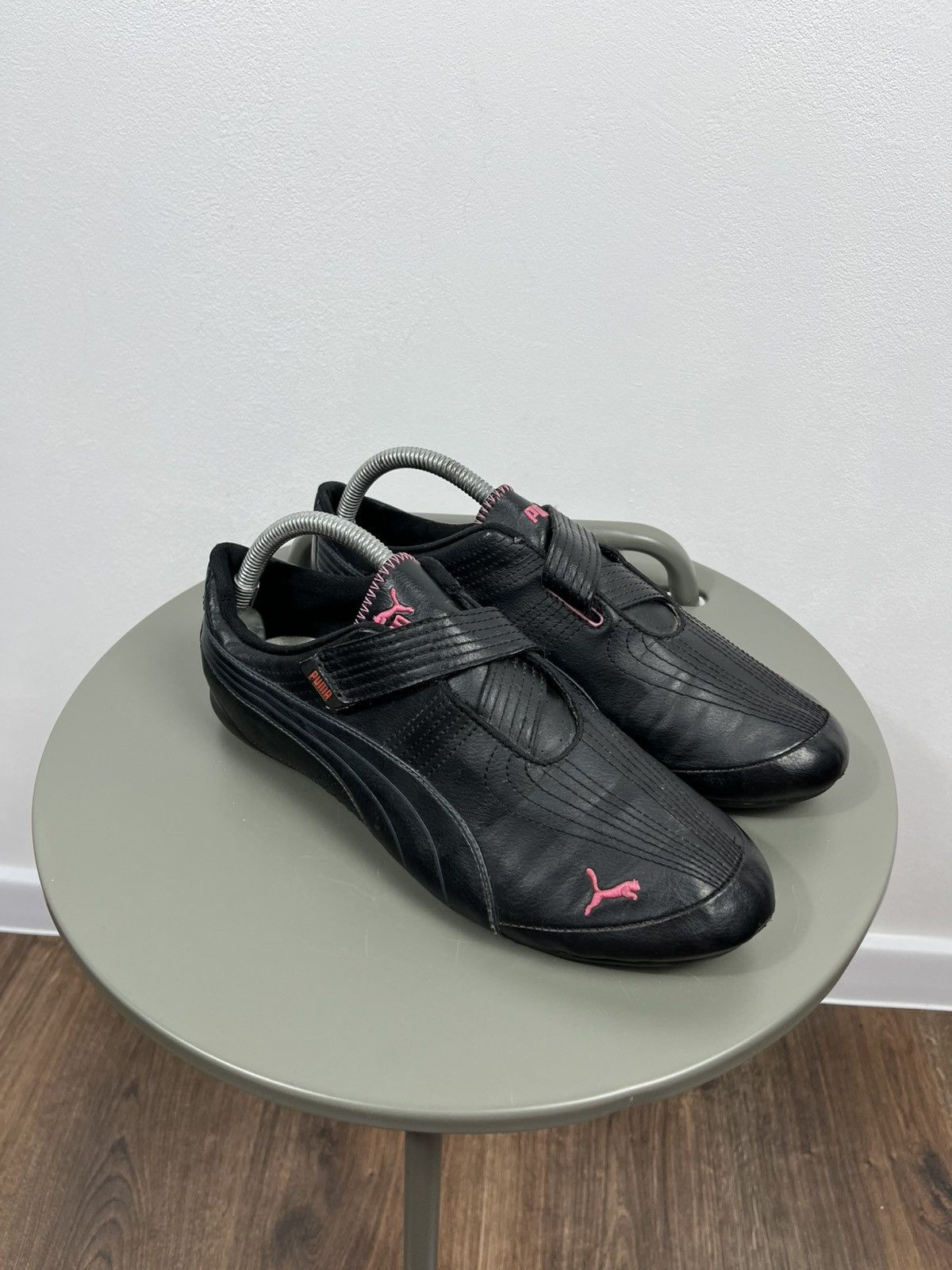 Puma Puma Racing Style Slip On Sneakers Black Pink Logo Strap 41 Size US 10 / IT 40 - 2 Thumbnail