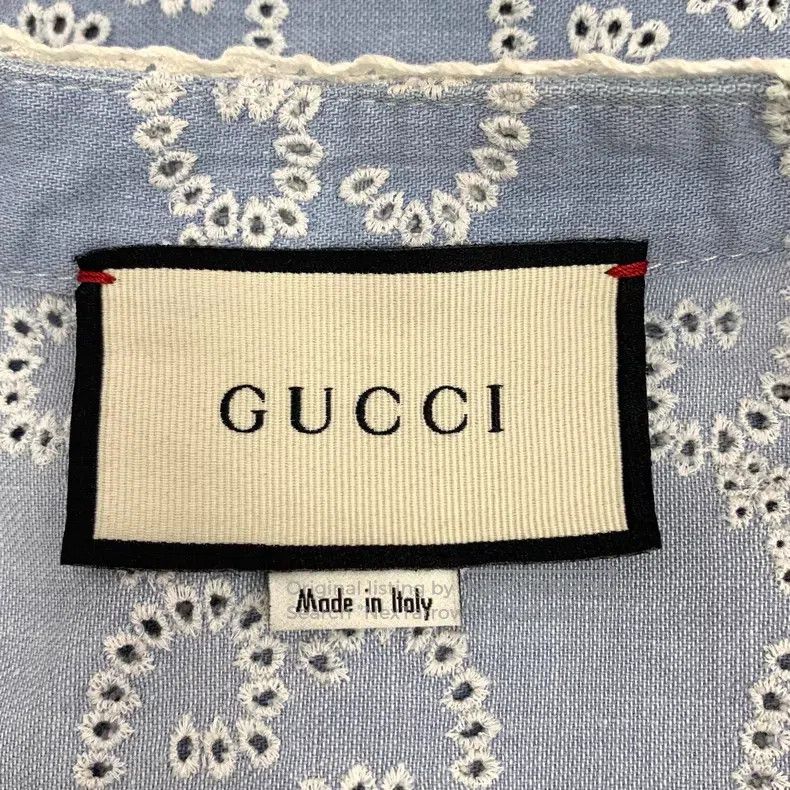 Gucci Gucci Light blue lace logo jacquad full-print cotton denim Size S / US 4 / IT 40 - 5 Thumbnail