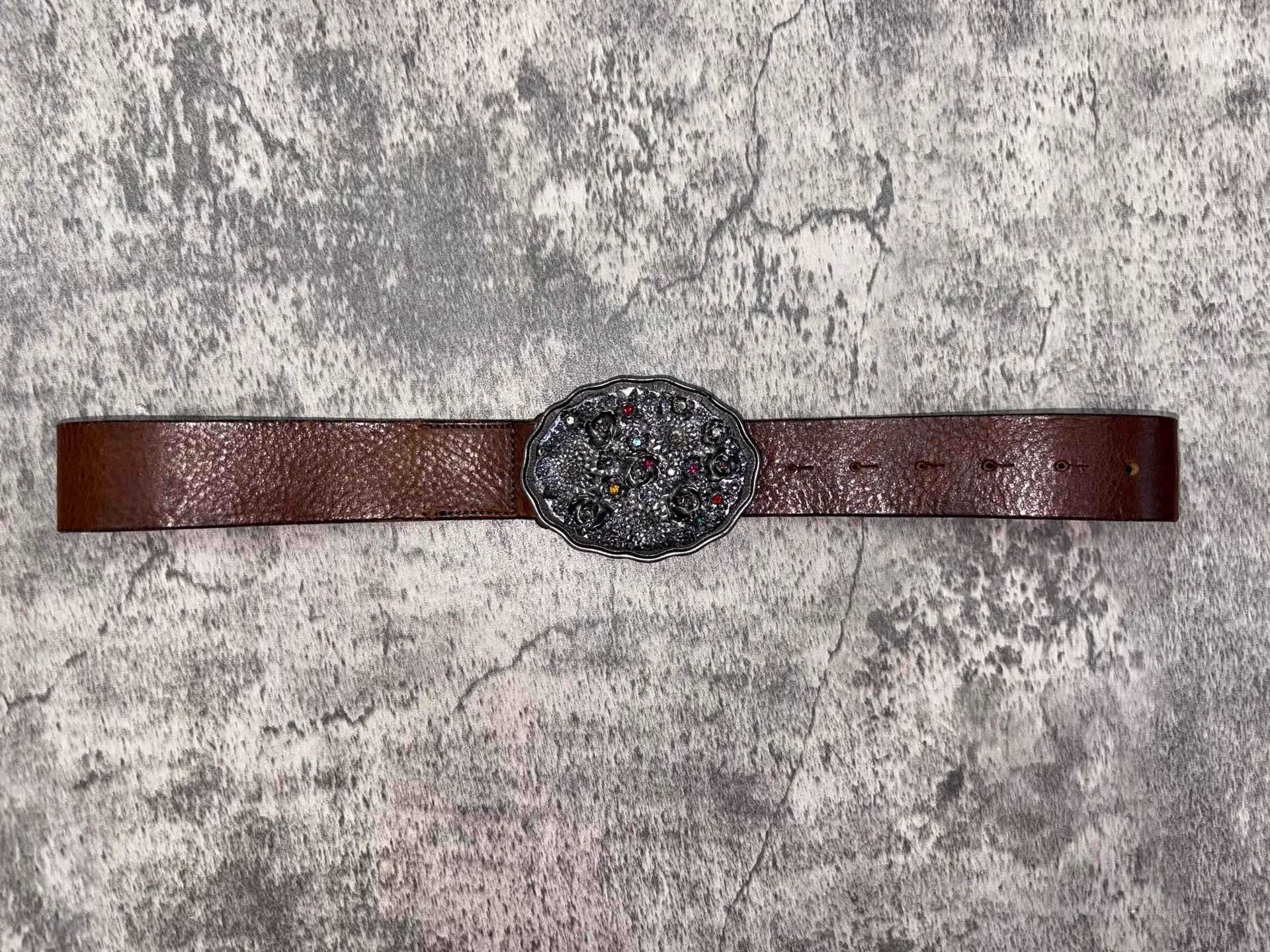 Diesel Diesel Vintage Emboss Crystal Flower Leather Belt Size ONE SIZE - 3 Thumbnail