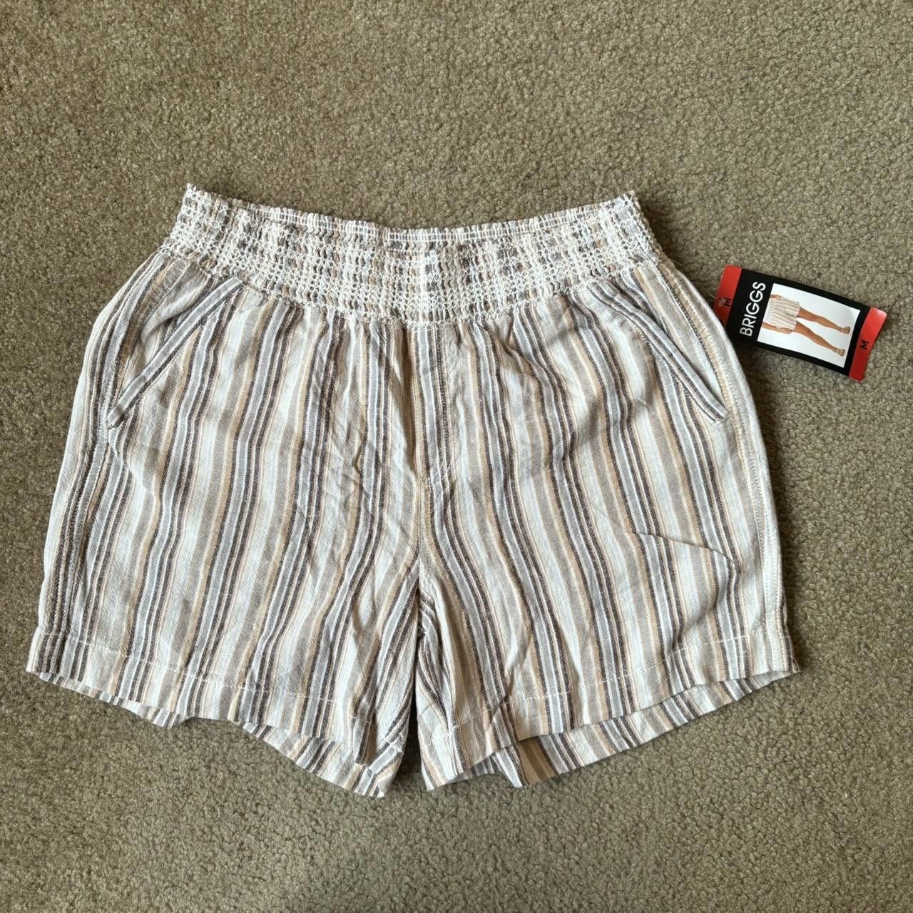 Designer Brand New Linen Striped Shorts Size 32" / US 10 / IT 46 - 1 Thumbnail