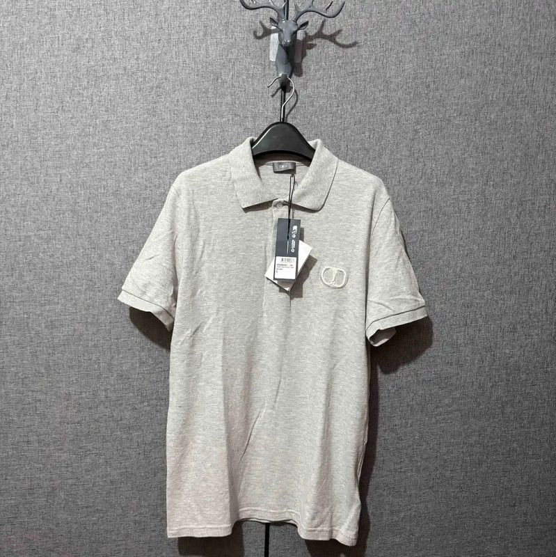 Dior Dior Gray Cotton Embroidered Logo Men's Polo 0089 Size US L / EU 52-54 / 3 - 1 Thumbnail