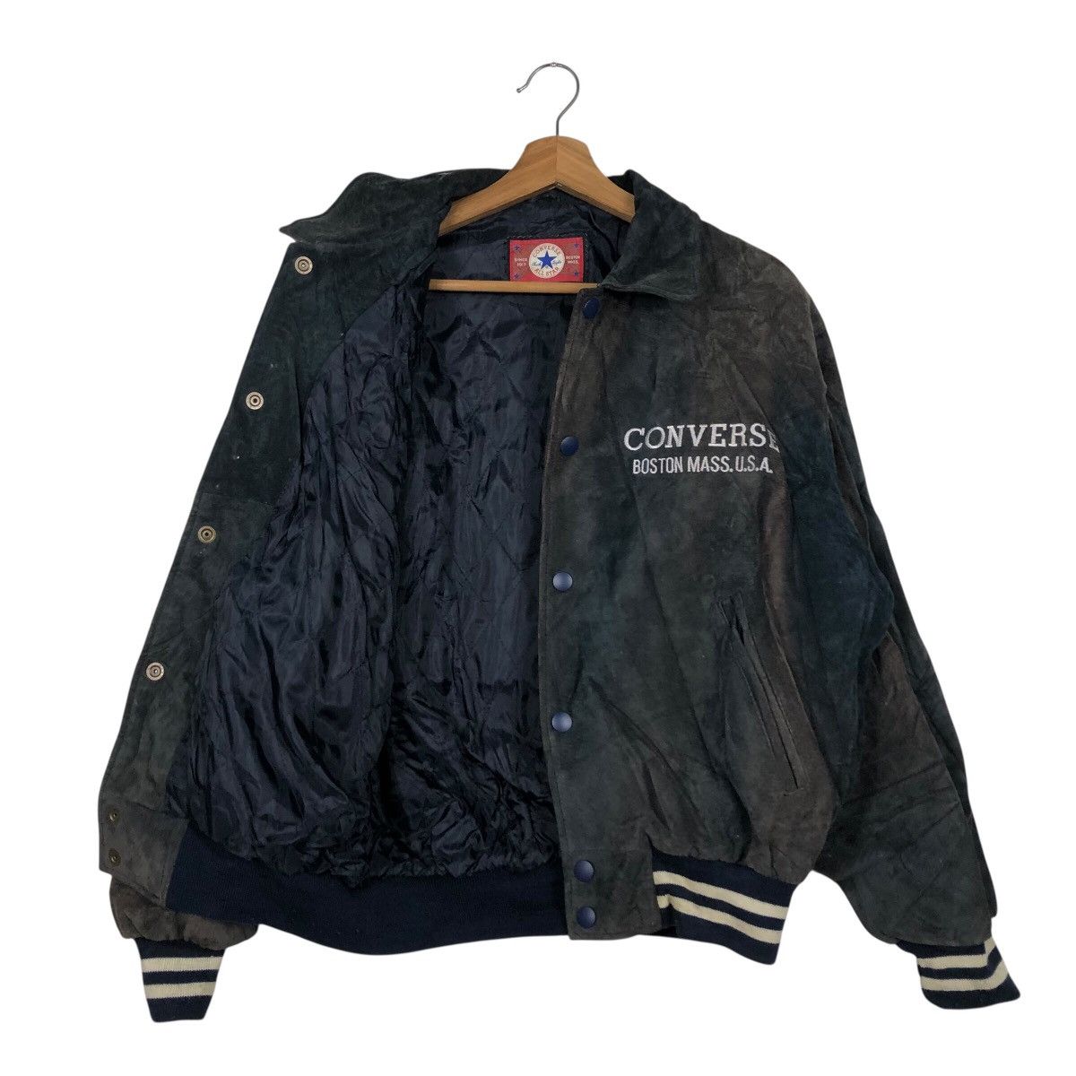 Japanese Brand Vintage Bomber Leather Jacket Converse All Star Boston Mass Size US M / EU 48-50 / 2 - 12 Thumbnail