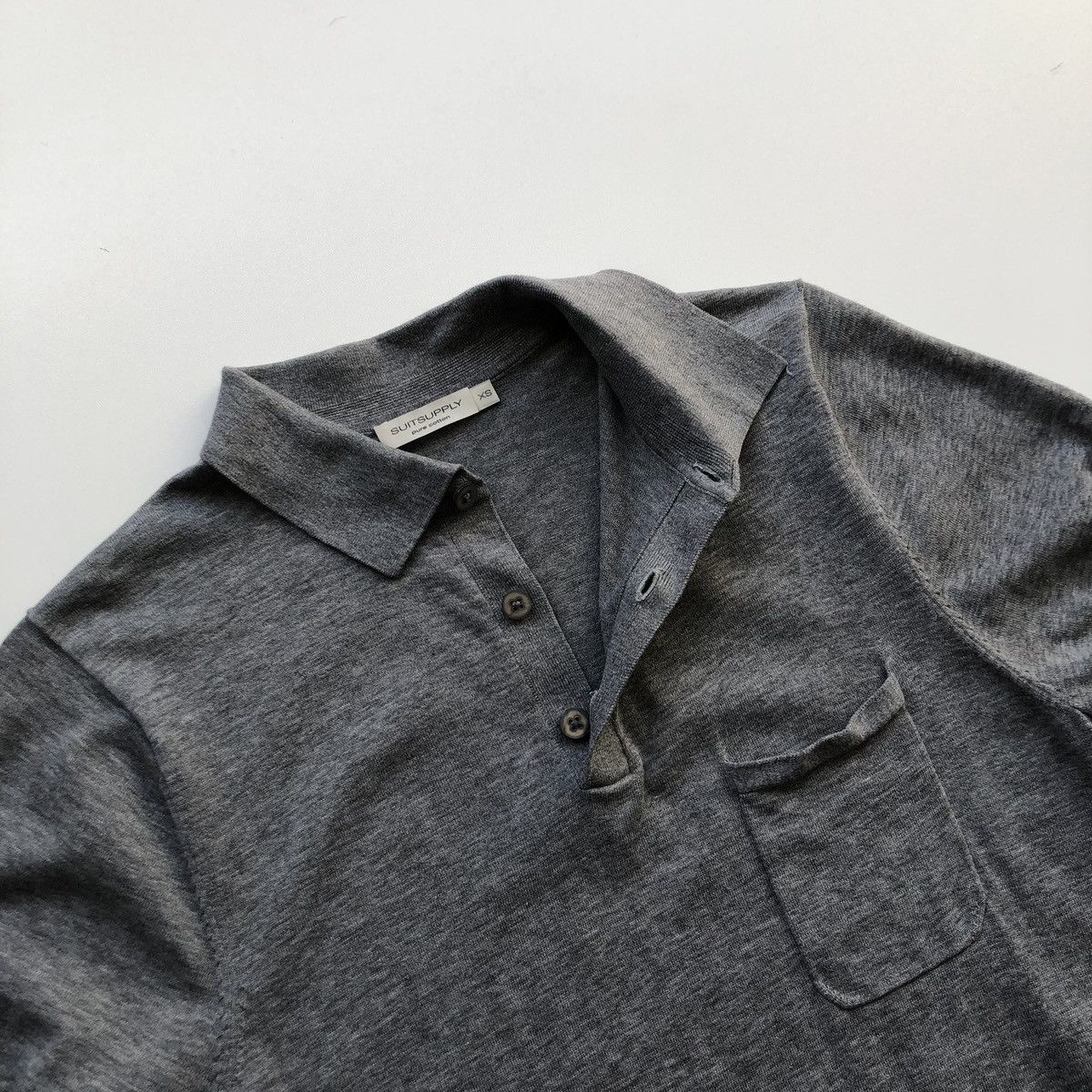 Suitsupply SuitSupply Pure Cotton Knit Polo Shirt Solid Grey Size US XS / EU 42 / 0 - 5 Thumbnail