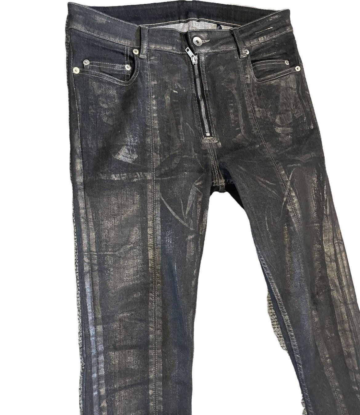 Rick Owens Tryone Waxed Slit Cut Denim Size US 30 / EU 46 - 3 Thumbnail