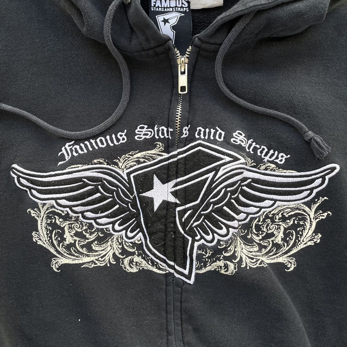 Famous Stars And Straps × Vintage Vintage Y2K Famous Stars & Straps Embroidered Zip Up Hoodie Size M / US 6-8 / IT 42-44 - 3 Thumbnail