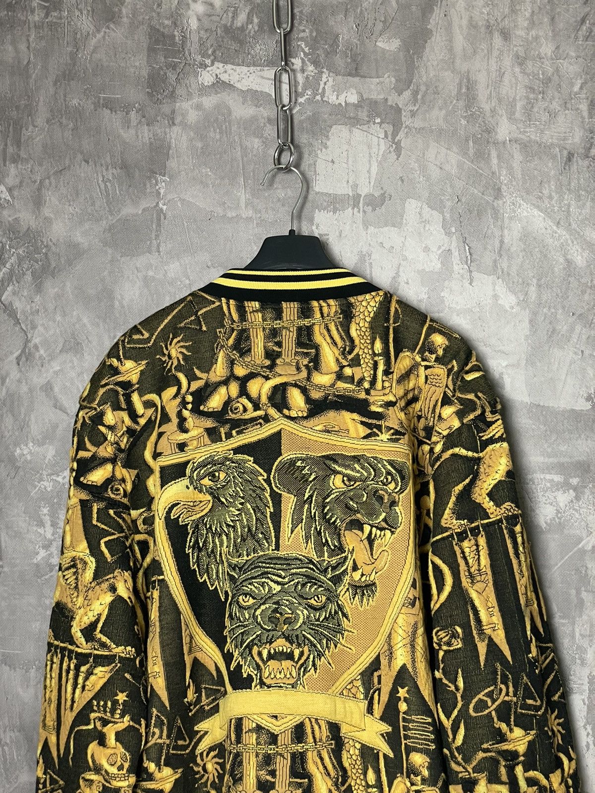 Japanese Brand ZARA Embroidered Velvet Bomber Jacket Yellow Size US L / EU 52-54 / 3 - 11 Thumbnail