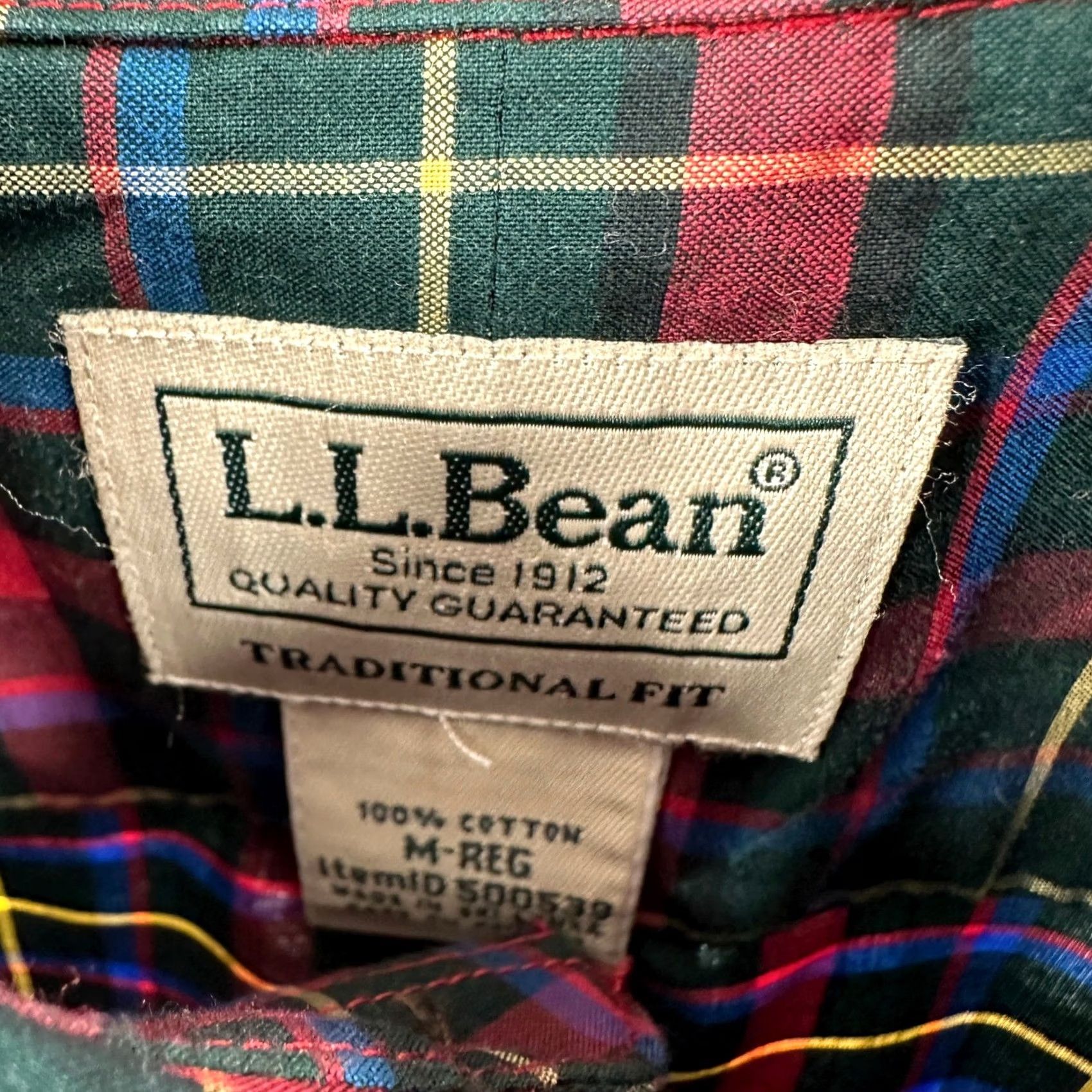 Vintage LL Bean Mens Plaid Shirt Button-Down Long Sleeve Button-Up Medium Regular Cotton Casual Fall Spring Men Size US M / EU 48-50 / 2 - 5 Thumbnail