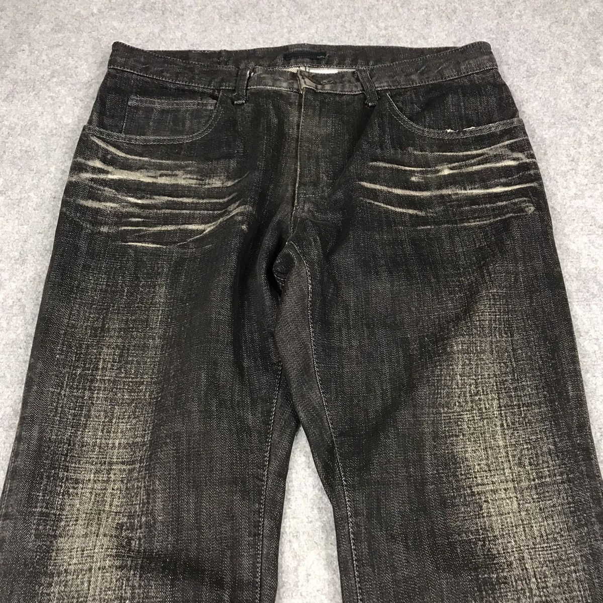 Issey Miyake FLARE🔥TETE HOMME BLACK FADED DENIM BOOTCUT PANTS 149 Size US 30 / EU 46 - 4 Thumbnail