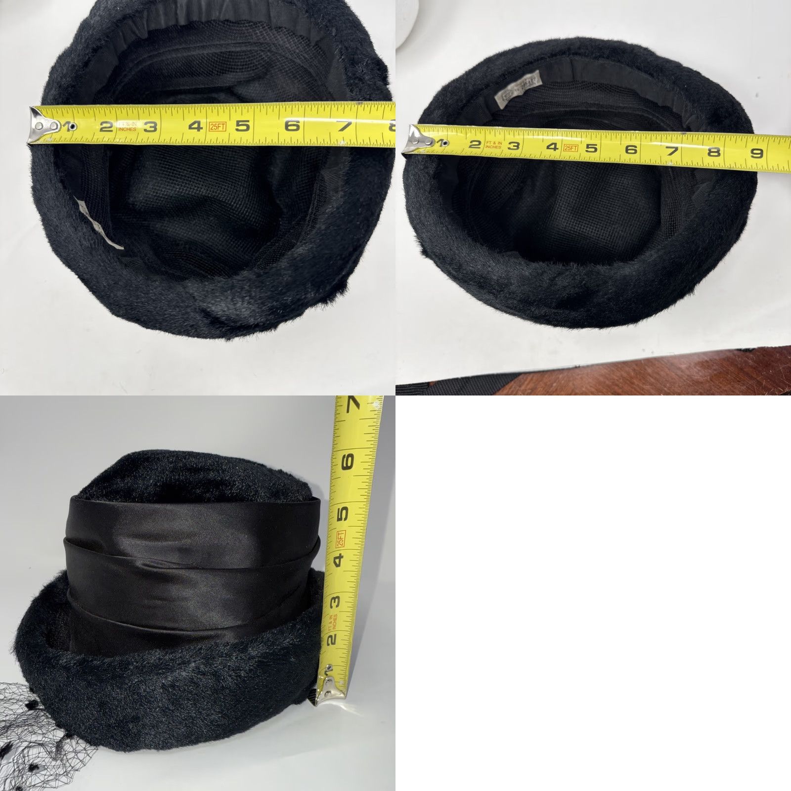 Vintage VINTAGE Black Women’s Flapper Hat Metal Rim Faux Fur Union Made USA Net Size ONE SIZE - 8 Thumbnail