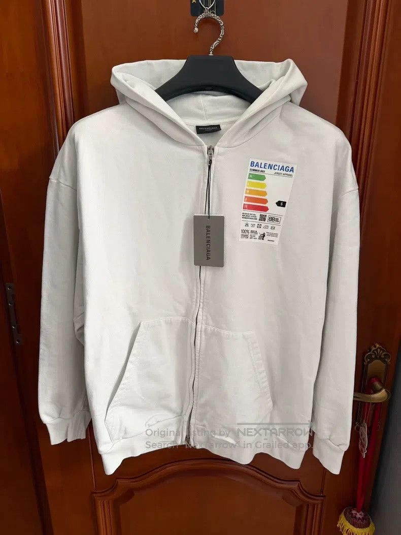 Balenciaga Balenciaga White Fridge Magnet Energy Logo Zipper Hoodie Size US S / EU 44-46 / 1 - 1 Thumbnail