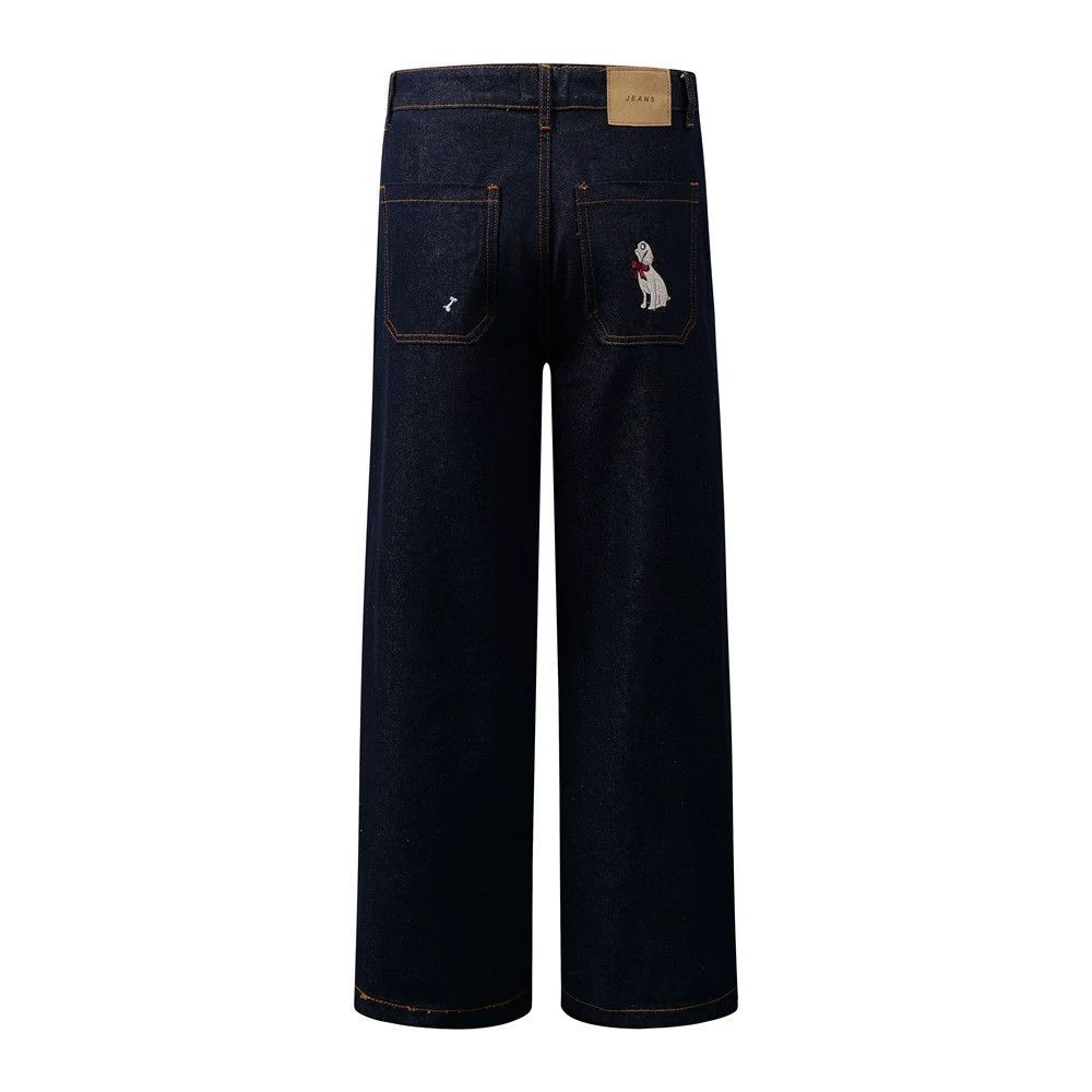Jean Men's loose wide-leg puppy bone embroidered jeans y2k Size US 32 / EU 48 - 2 Thumbnail