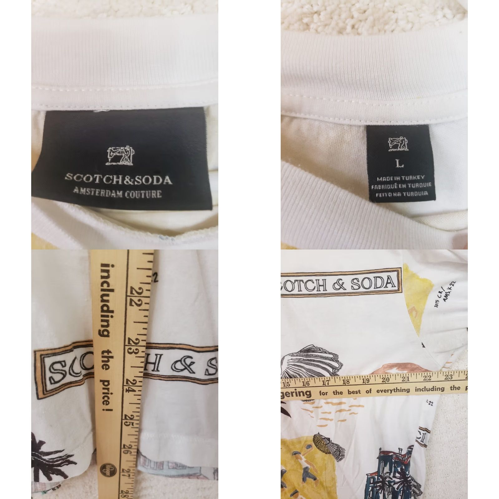 Scotch & Soda SCOTCH & SODA Palm Tree Printed T-Shirt Mens L Endless Summer Tee Tropical Florals Crew Neck Short Sleeve Cotton Knit Green Regular Vintage? Size US L / EU 52-54 / 3 - 10 Thumbnail