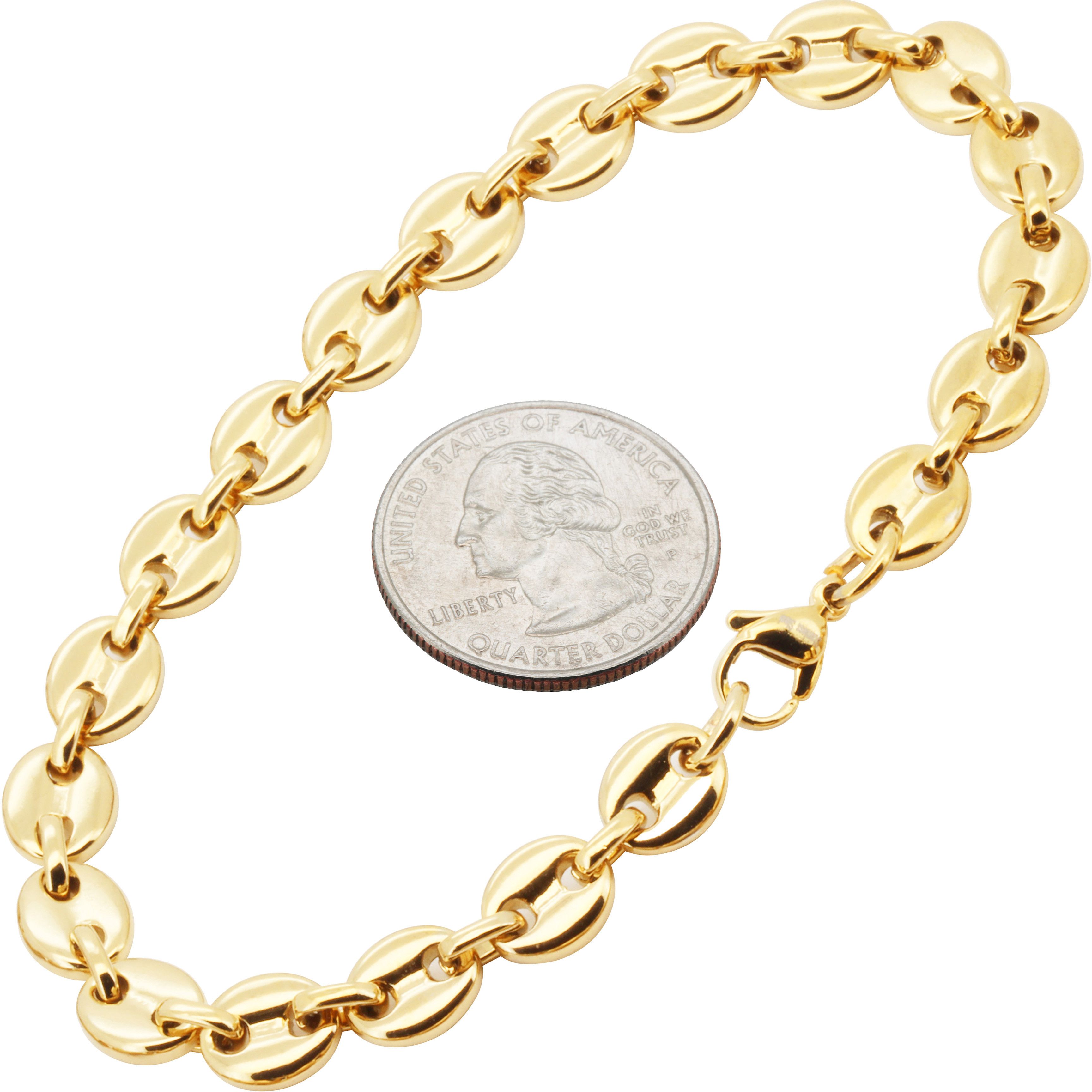 Other 316L Stainless Steel 18k GP 7mm Mariner Bracelet 8.5” Size ONE SIZE - 1 Preview