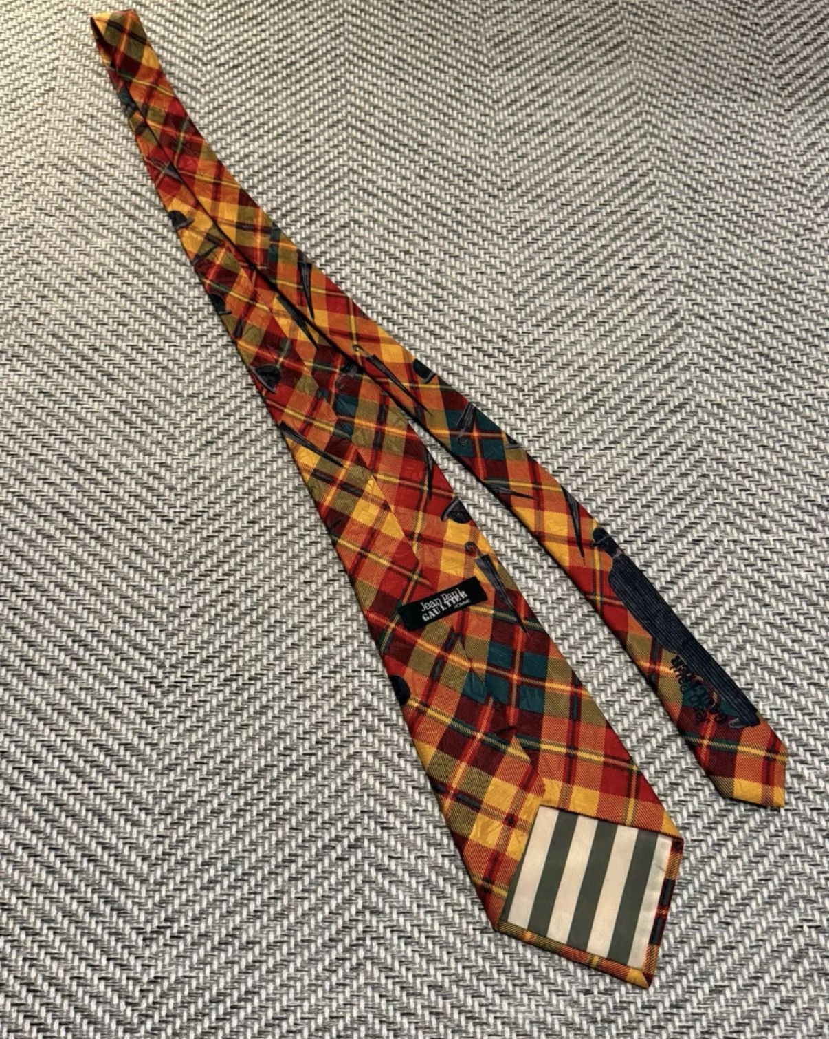 Jean Paul Gaultier Jean Paul Gaultier Plaid Figure & Umbrella Handle Tie K24 Size ONE SIZE - 5 Thumbnail