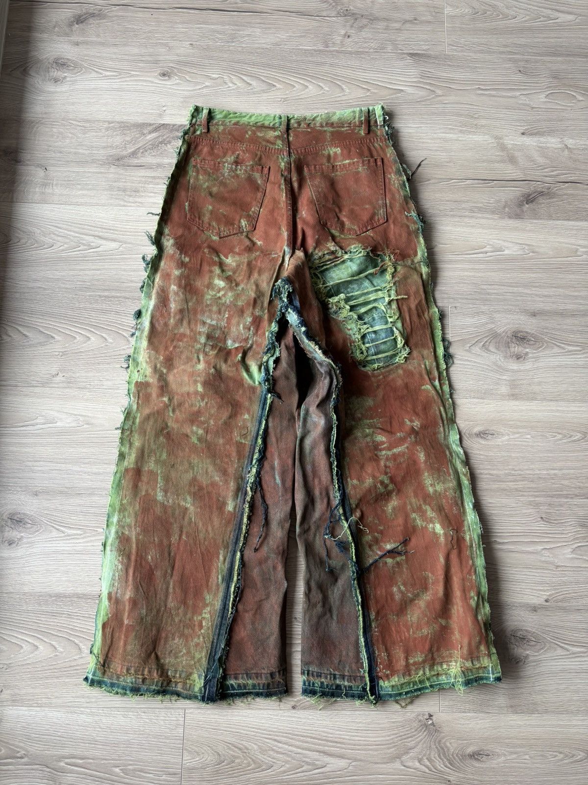 Handmade out-seam distressed hand-painted jeans y2k archive opium Size US 31 - 7 Thumbnail