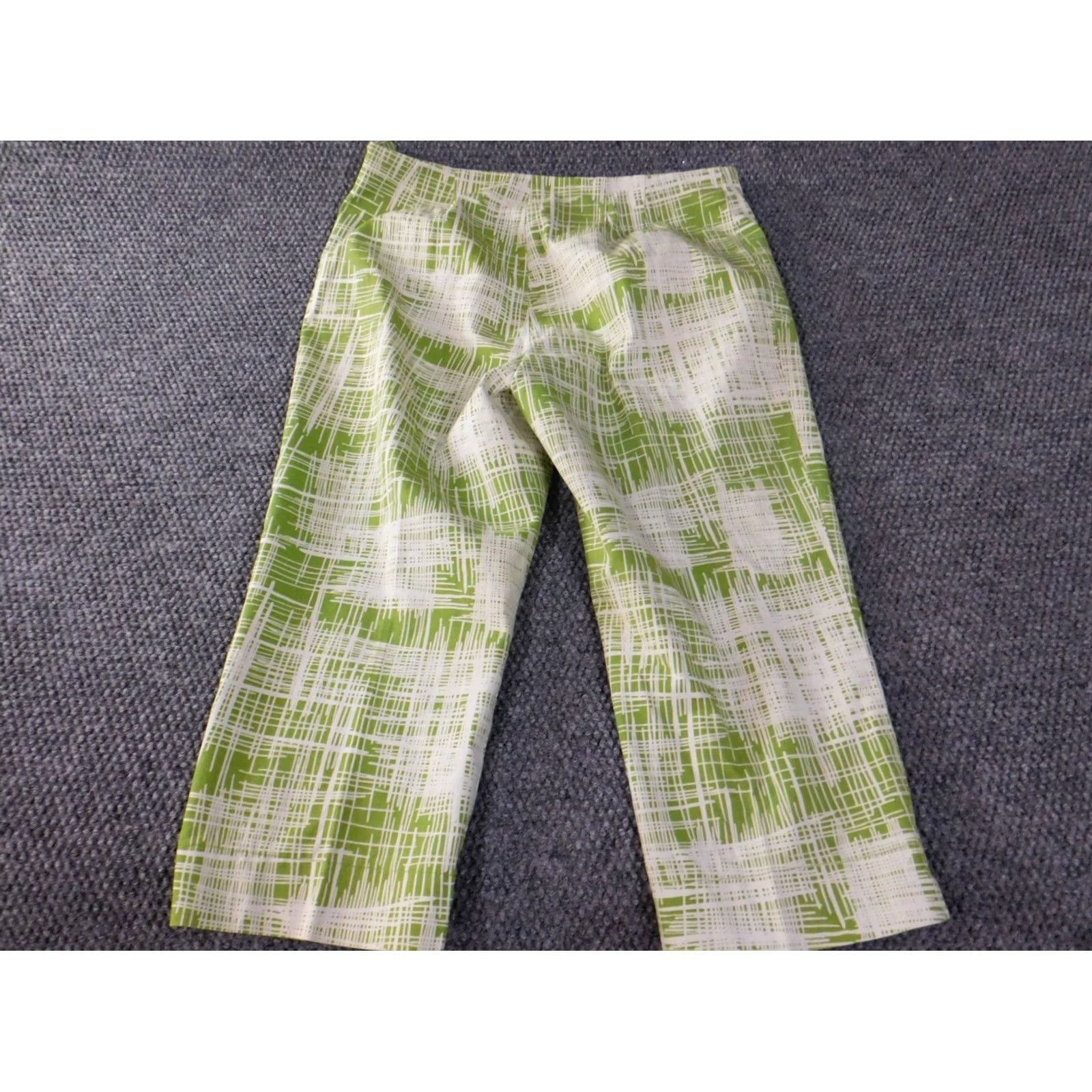 Talbots Talbots Pants 10P Petites Green Geometric Stitch Cropped Straight Leg 19 in Inseam Women's Casual Slimming Stretch Beige 30 in Waist Pants Size 32" / US 10 / IT 46 - 7 Thumbnail