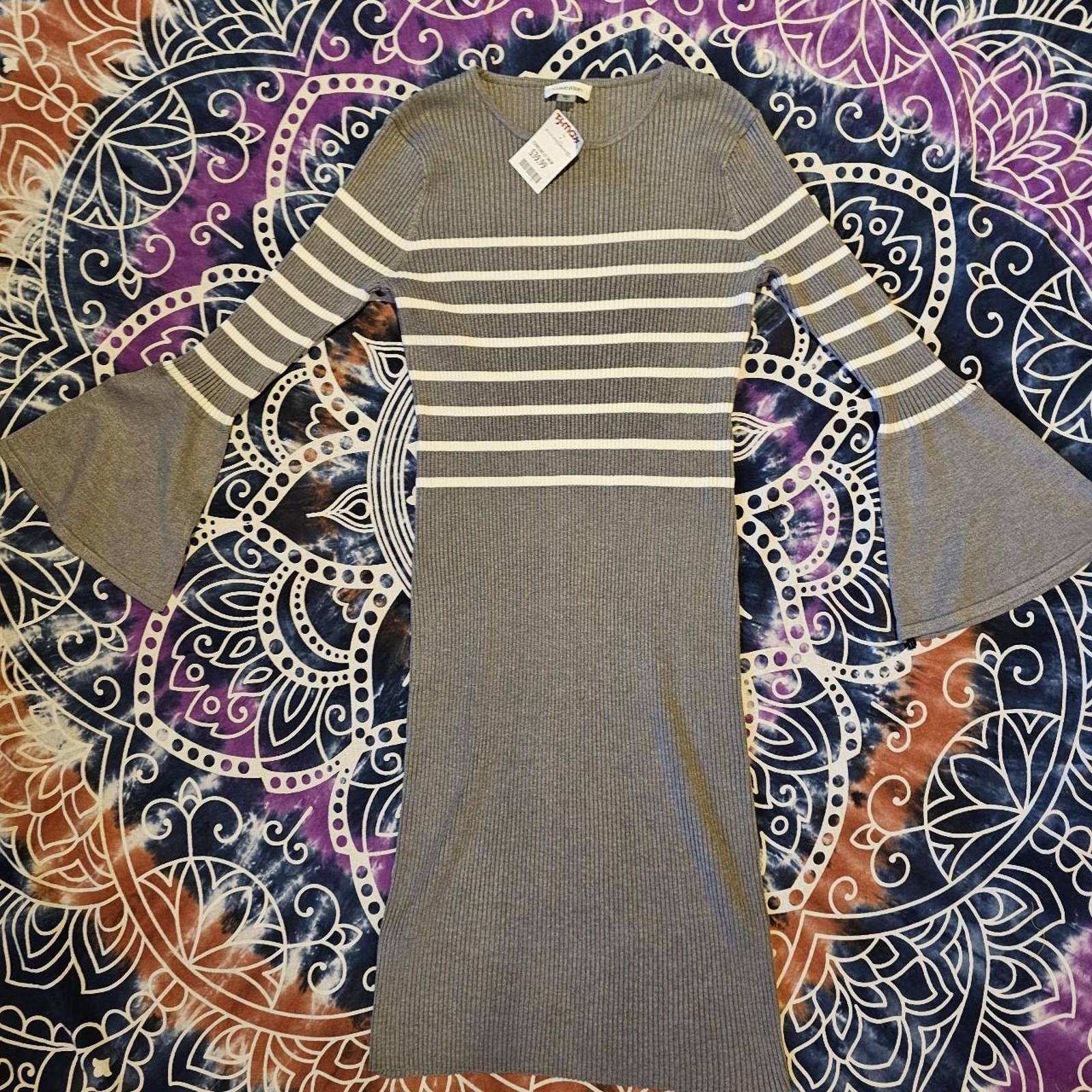 Calvin Klein Calvin Klein Women's Grey and White Sweater Dress Size M / US 6-8 / IT 42-44 - 6 Thumbnail