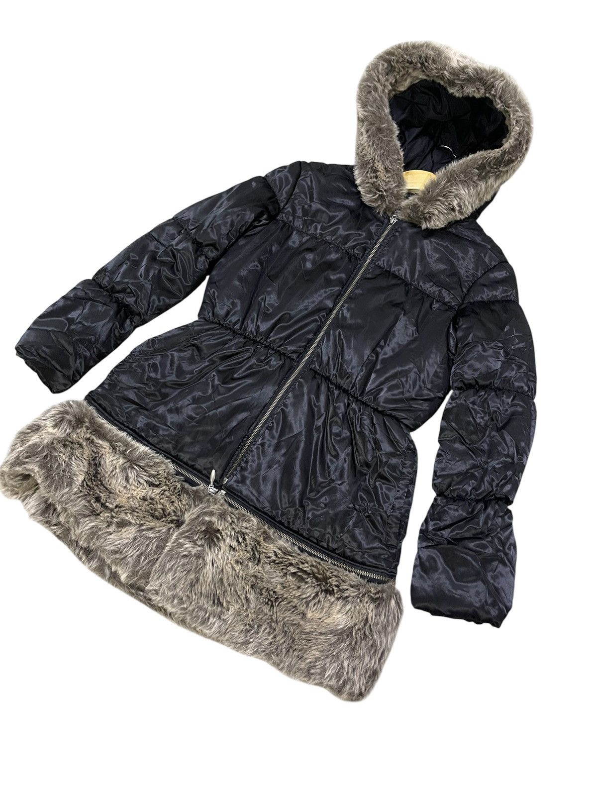 Jean Paul Gaultier Junior Gaultier Girls Black Faux Fur Trim Winter Coat Jacket Size S / US 4 / IT 40 - 7 Thumbnail