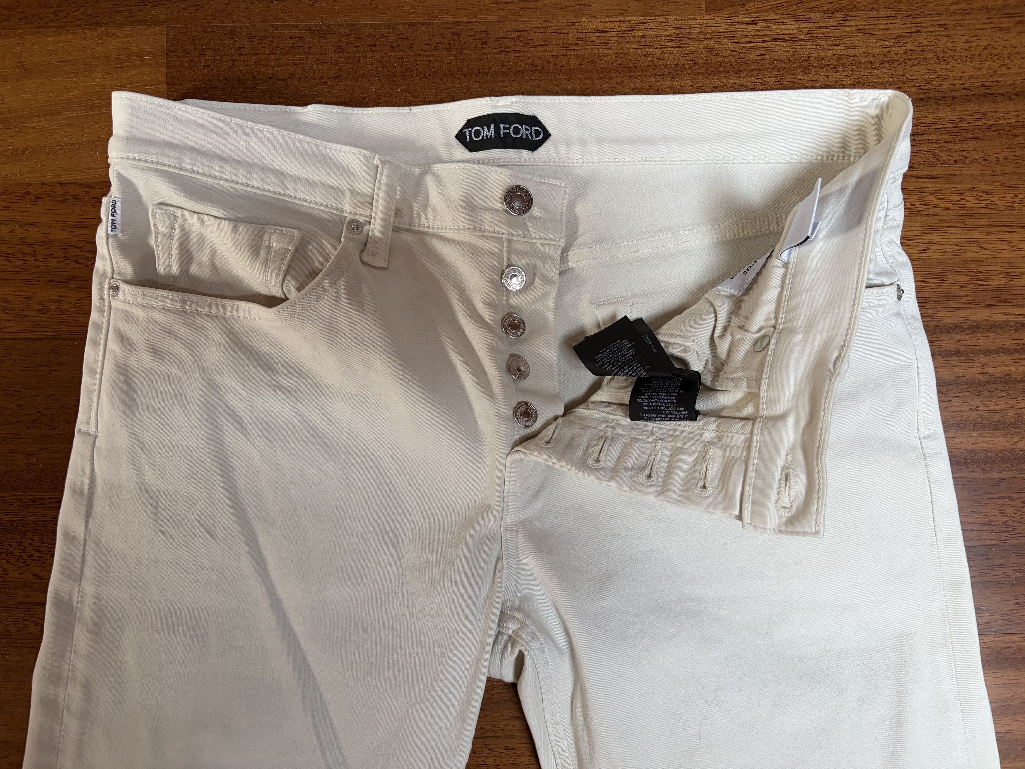 Tom Ford Beige Clean Compact Twill Slim Fit 5 Pocket Trouser Size US 34 / EU 50 - 5 Thumbnail