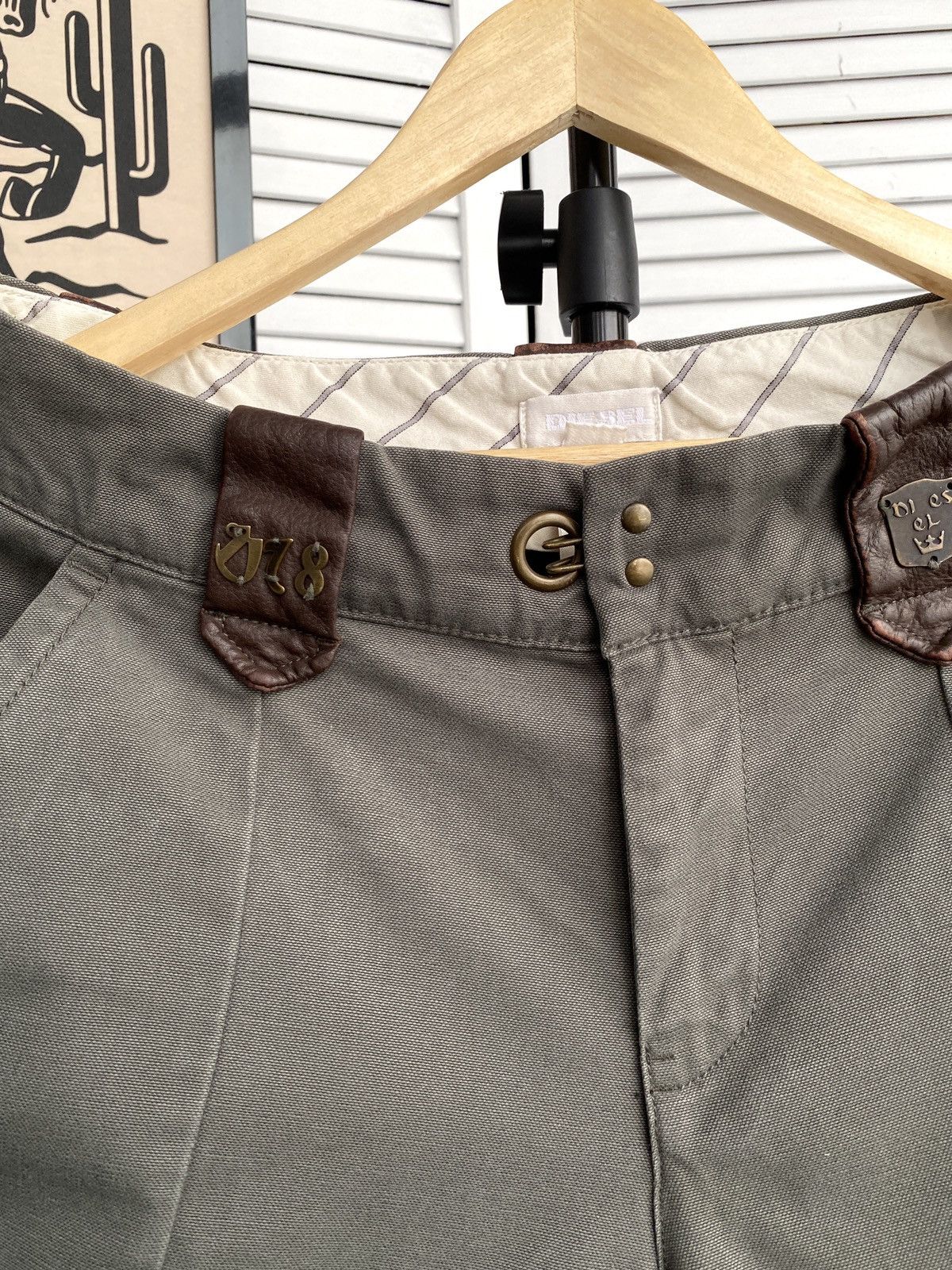 Diesel Diesel Vintage Khaki Military Cargo Shorts Leather Straps Size 29" - 5 Thumbnail