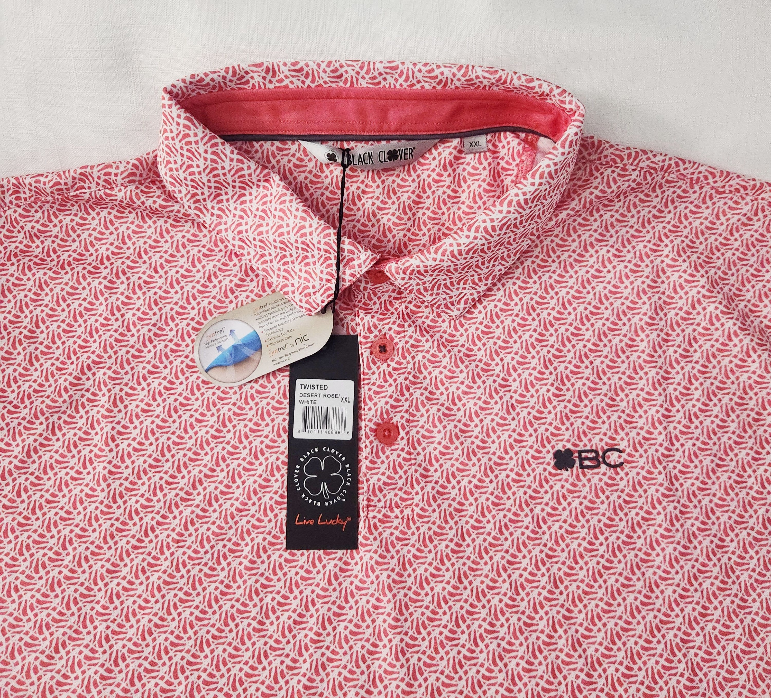 Other Black Clover Twisted Golf Polo Desert Rose White size XXL Size US XXL / EU 58 / 5 - 6 Thumbnail