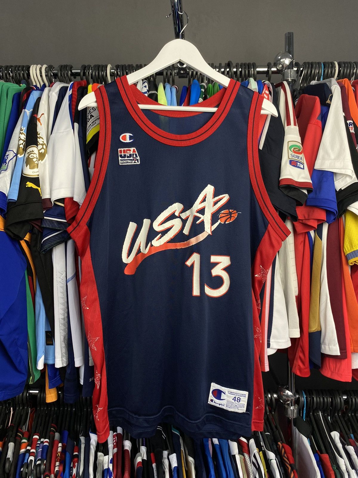 Vtg 90s Champion Team USA Shaquille O'Neil #13 Jersey NBA