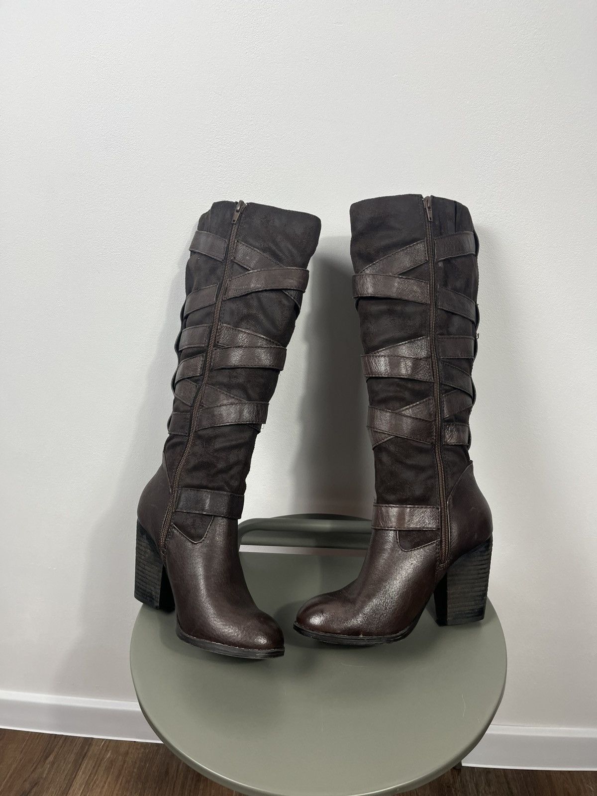 Other Womens Brown Leather Buckle Knee High Boots EU 37 Size US 6.5 / IT 36.5 - 7 Thumbnail