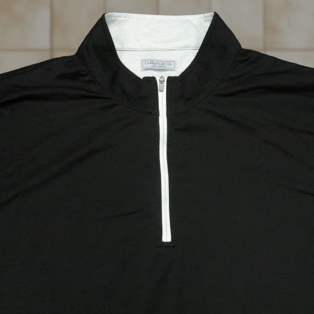 CO Collars & Co Pullover Men 2XL Black Performance Quarter Zip Golf Pullover Shirt Long Sleeve Mock Neck 1/4 Zip Breathable Lightweight Size US XXL / EU 58 / 5 - 1 Thumbnail