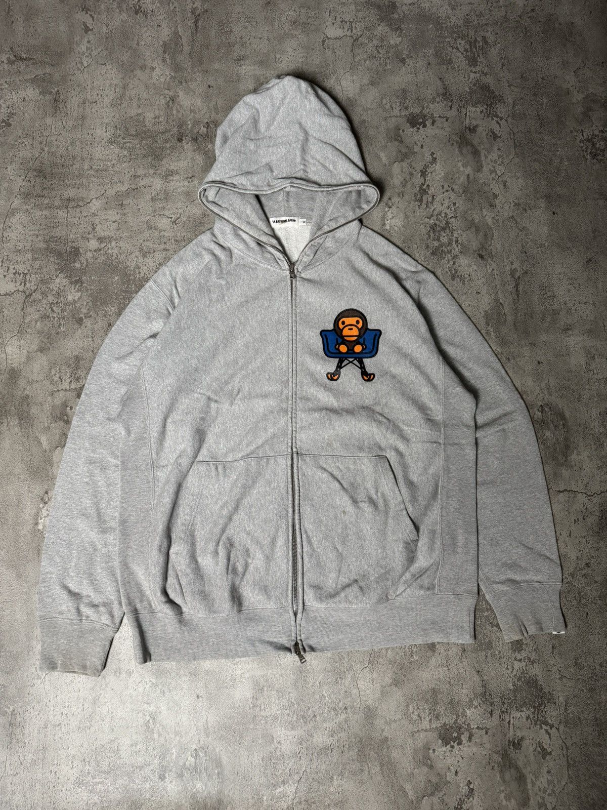 Bape VINTAGE BABY MILO BY BATHING APE GREY HOODIE WITH ZIPER Size US XL / EU 56 / 4 - 4 Thumbnail