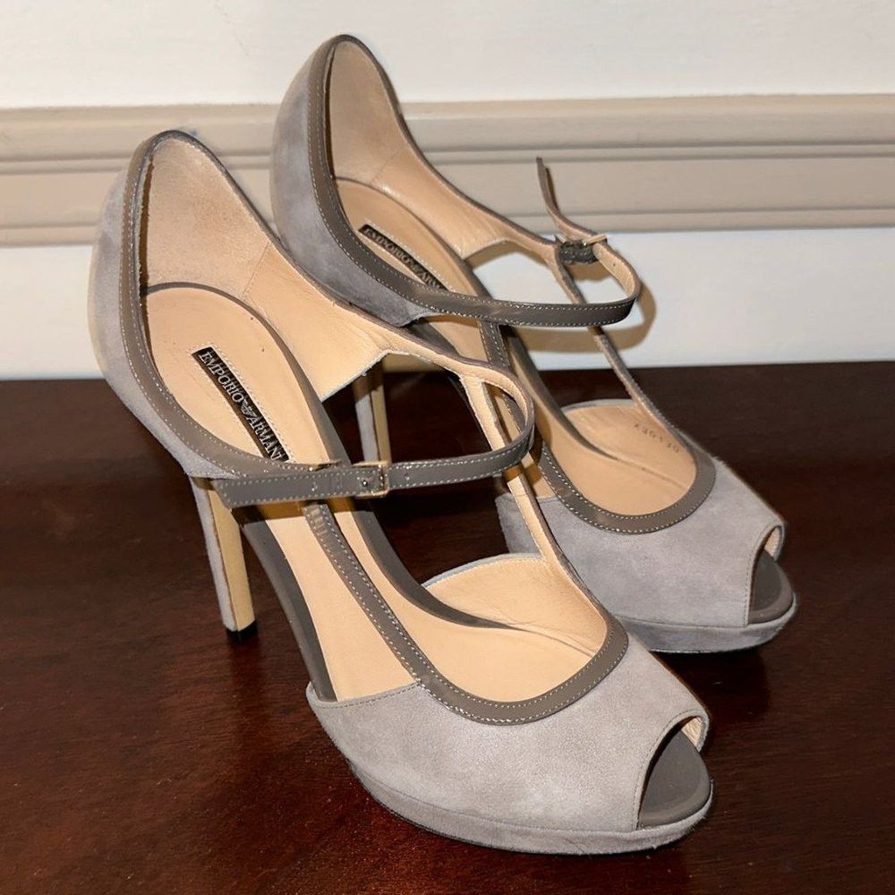 Emporio Armani Grey Heels Women's Size 37.5 / 7 US
