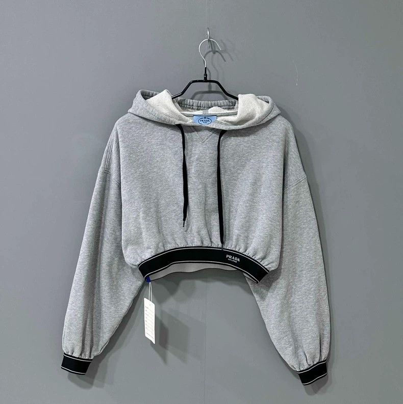 Prada Gray short top hoodies 2502-Nextarrow