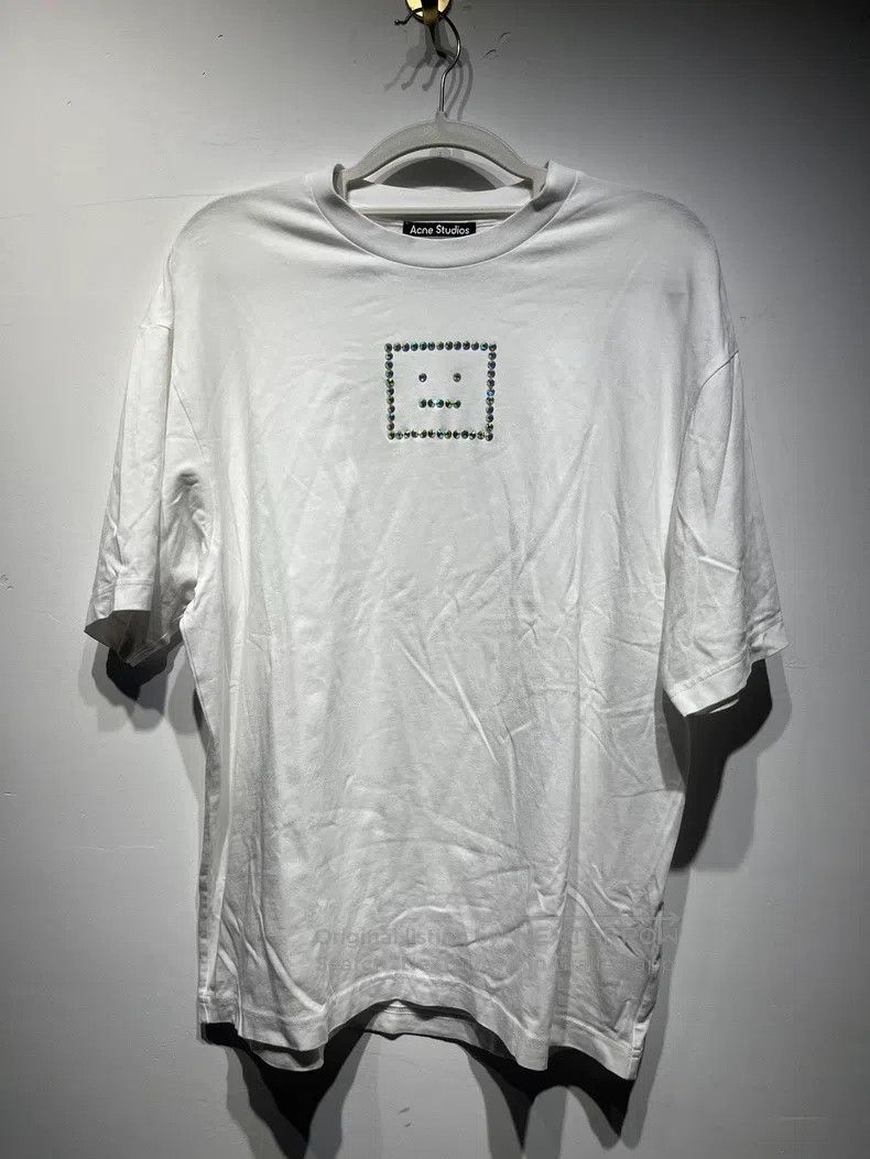 Acne Studios Face Smile Printed Solid Color Round Neck Fak