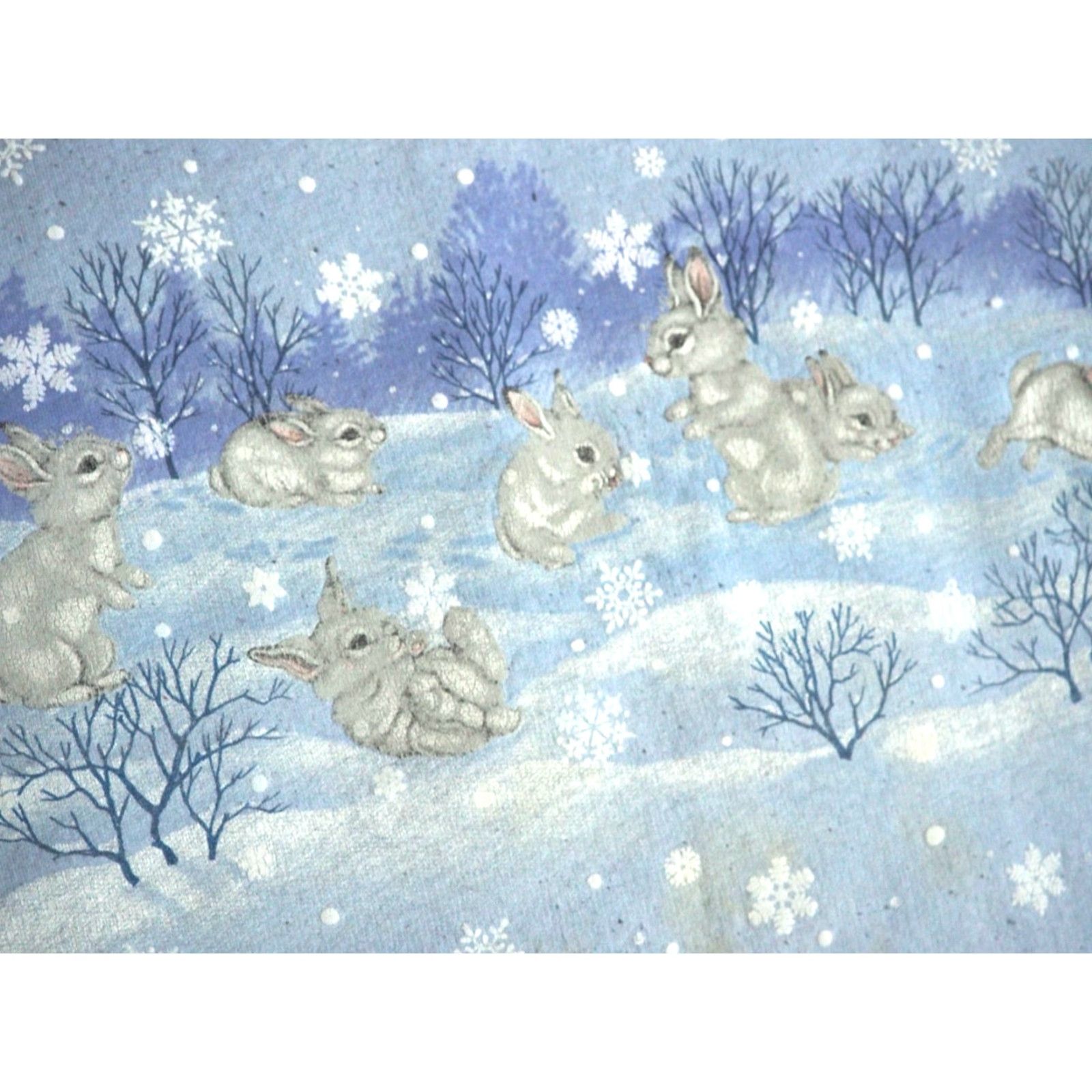 Vintage VTG 90s Winter Snow Rabbit AOP Blue USA Nature Pullover Sweatshirt Women L Blue Sweatshirt Size L / US 10 / IT 46 - 5 Thumbnail