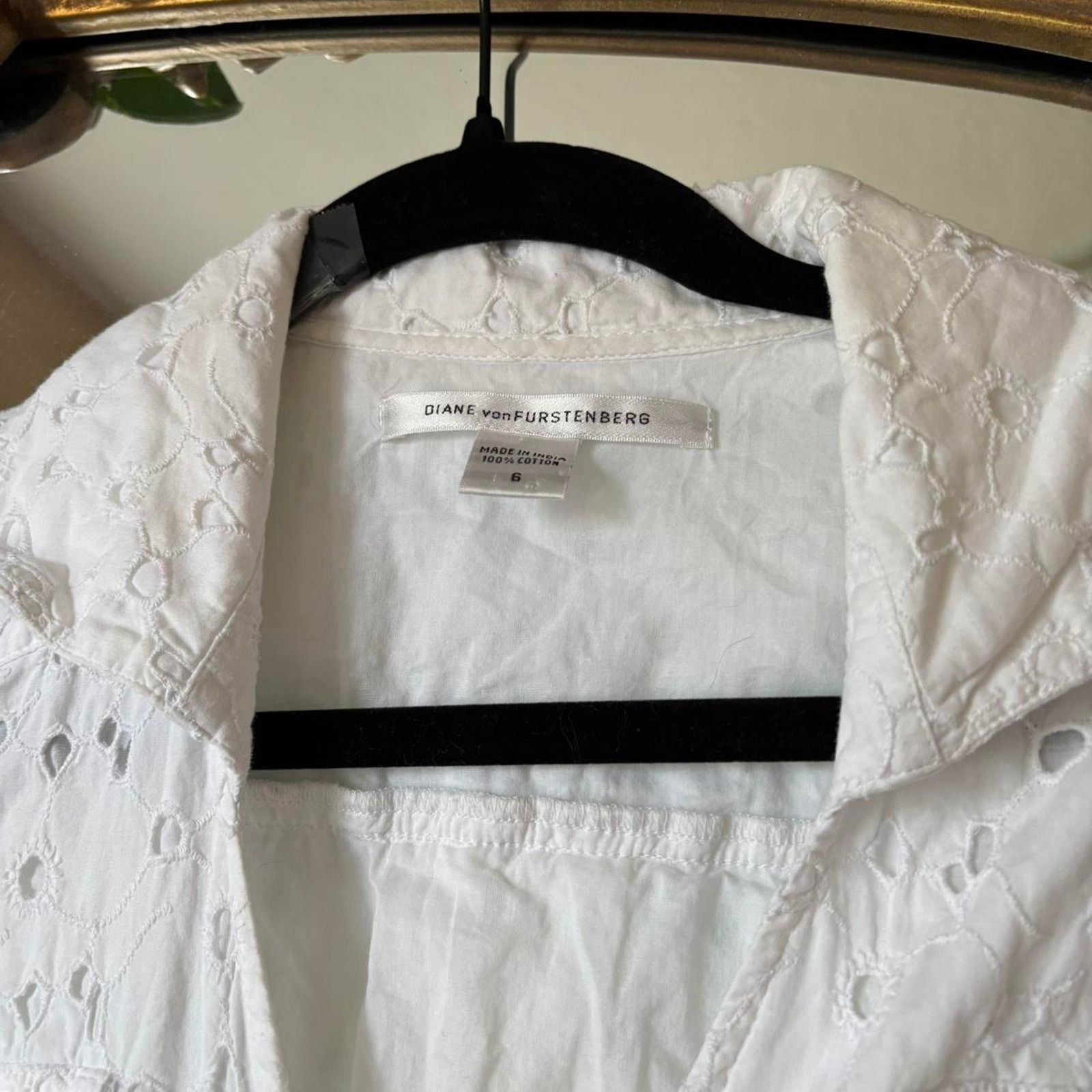 Diane von Furstenberg Diane von Furstenberg White Eyelet Wrap Dress 6 Cotton Size M / US 6-8 / IT 42-44 - 8 Thumbnail