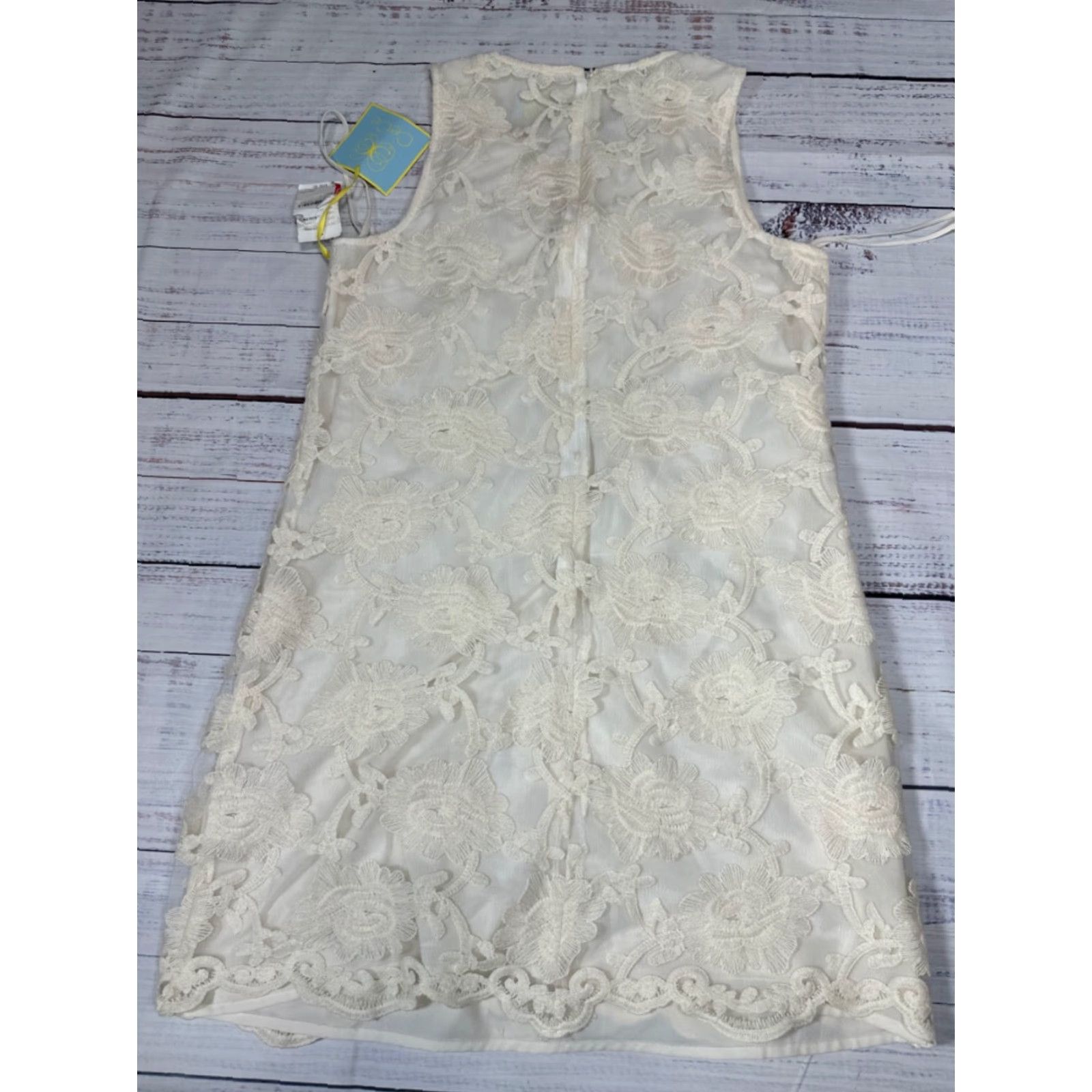 Vintage CeCe Womens Embroidered Tank Dress Size 6 Ivory Lined Back Zipper New Size M / US 6-8 / IT 42-44 - 3 Thumbnail