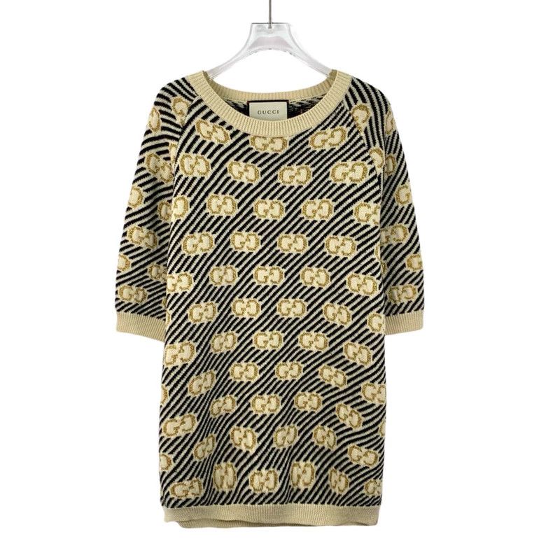 Gucci Gucci Color-blocked logo jacquart full-print wool round-ne Size S / US 4 / IT 40 - 1 Thumbnail