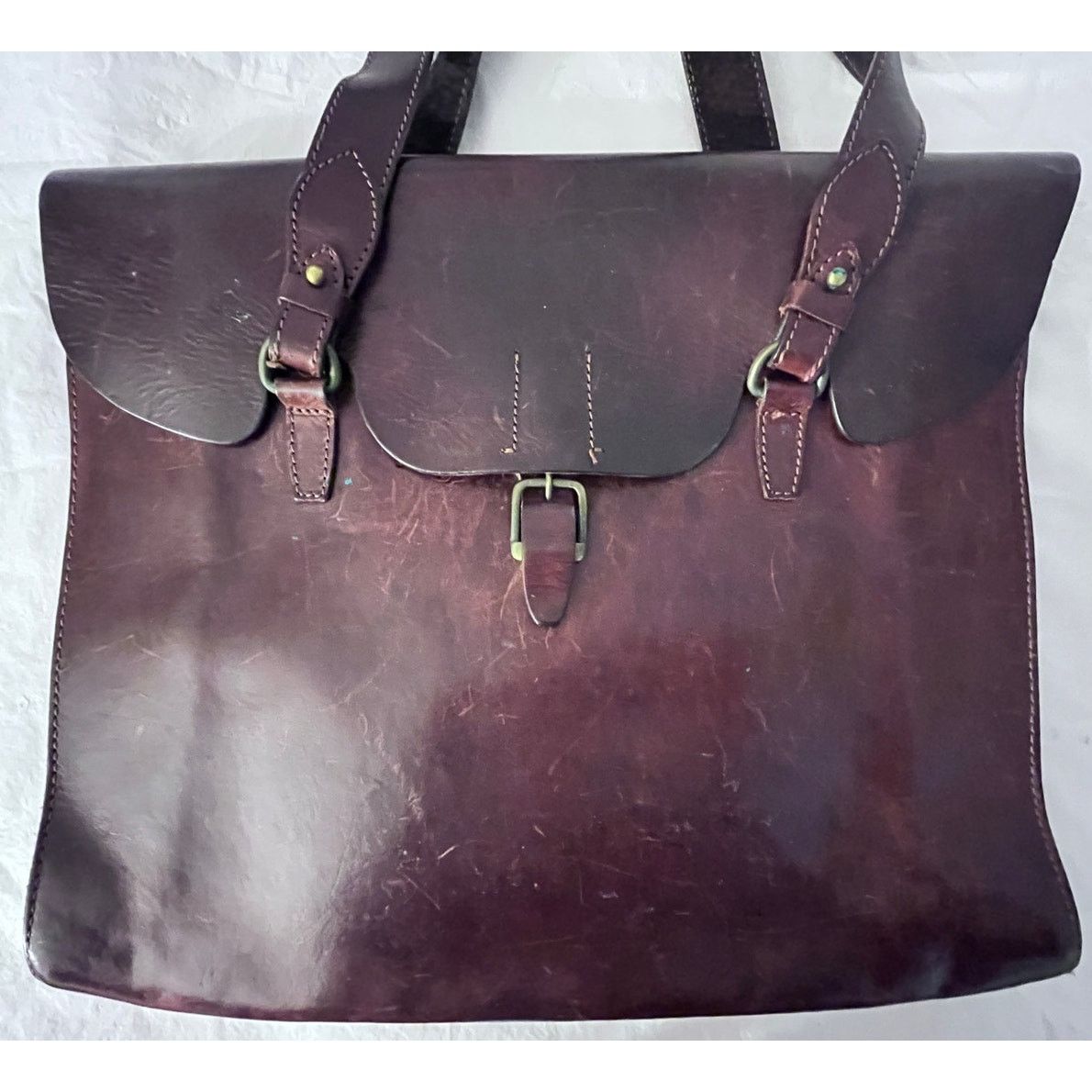 Other Vintage Handmade, Brown Leather Shoulder Bag Flap Closure Size ONE SIZE - 1 Thumbnail