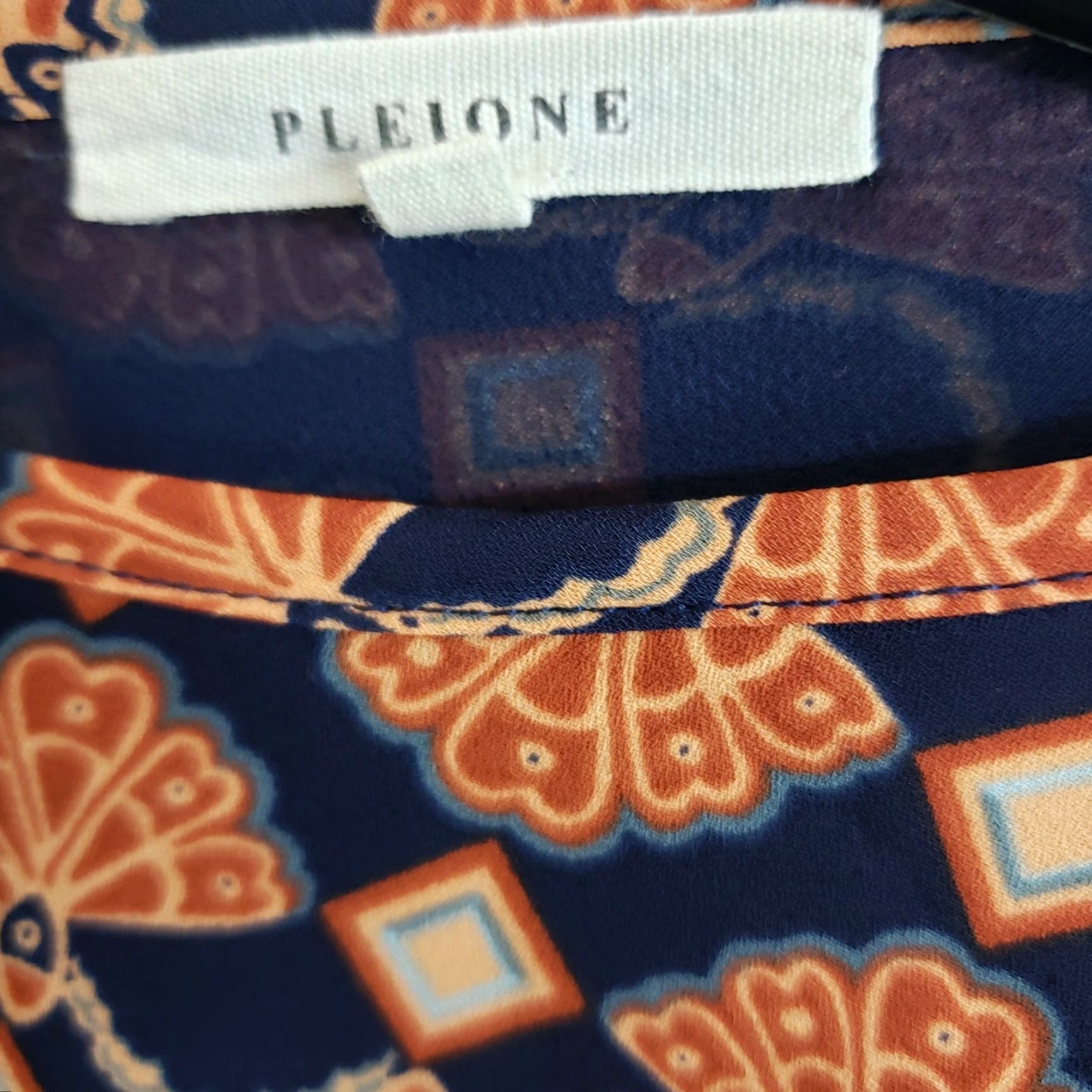 Vintage Pleione Womens Top Blouse 3/4 Sleeve L Orange Blue Adult Womens Size L / US 10 / IT 46 - 6 Thumbnail